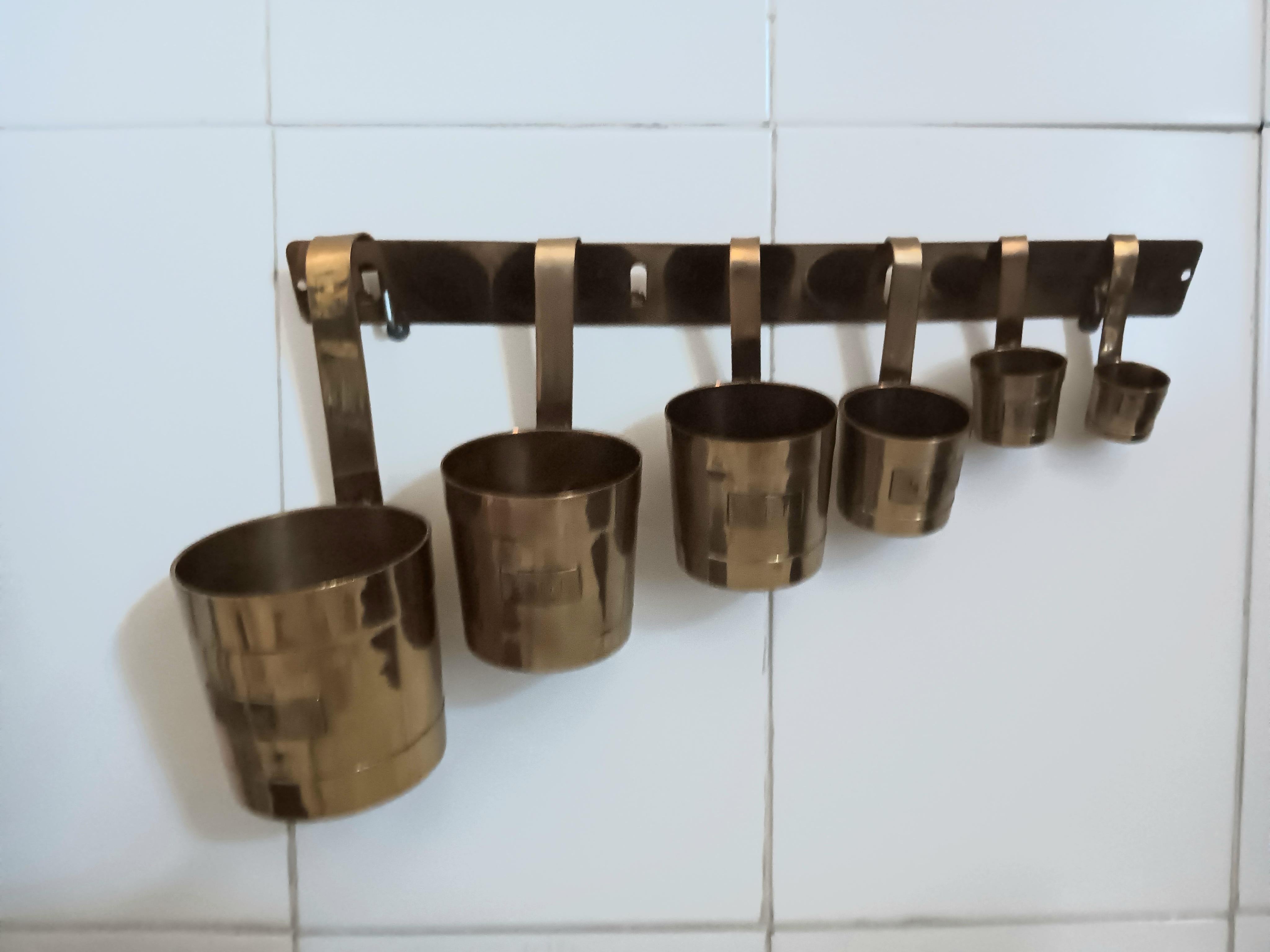 Brass liquid meters kitchen Wall Decoration  Lot of Six France For Sale 1