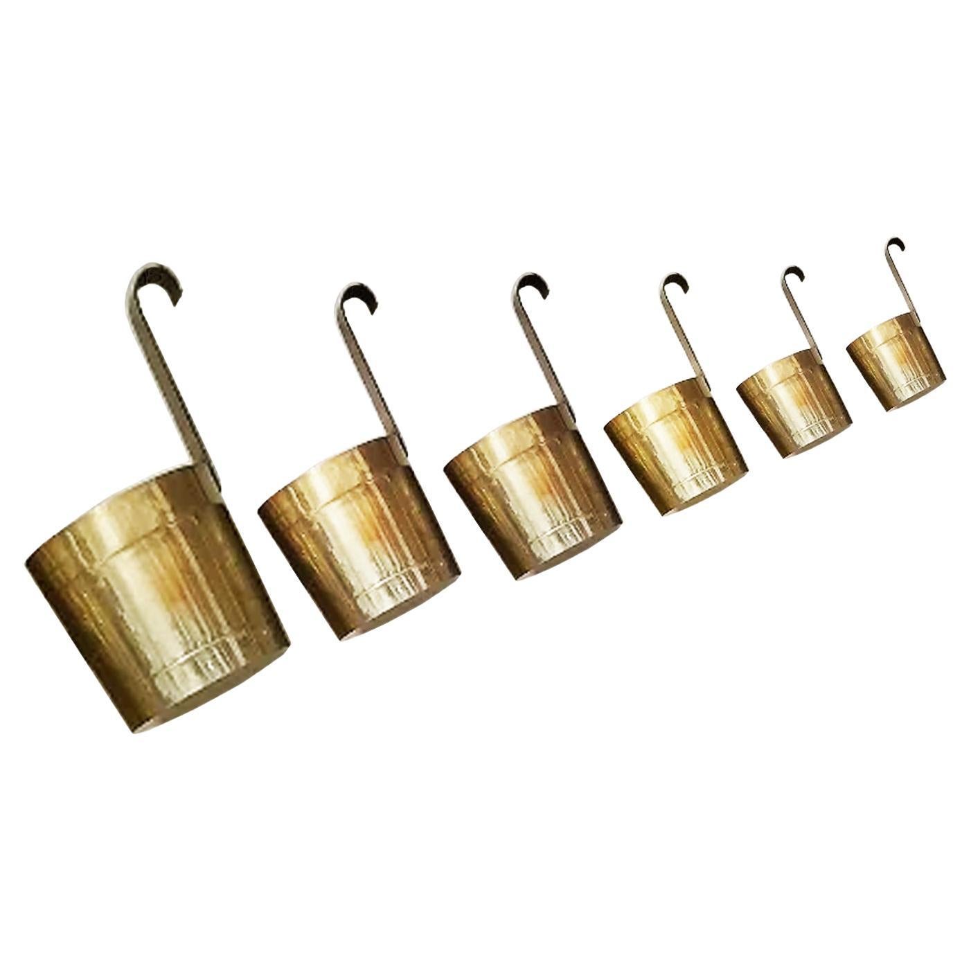 Brass liquid meters kitchen Wall Decoration  Lot of Six France For Sale