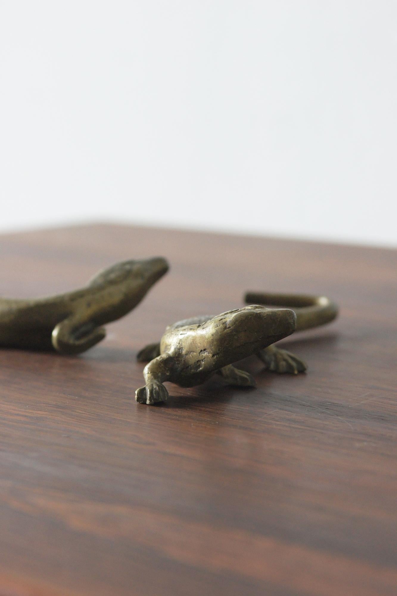 Mid-Century Modern Brass Lizard Figures, 1960s, Set of 2 For Sale