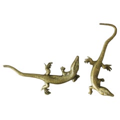 Brass Lizard Figures, 1960s, Set of 2