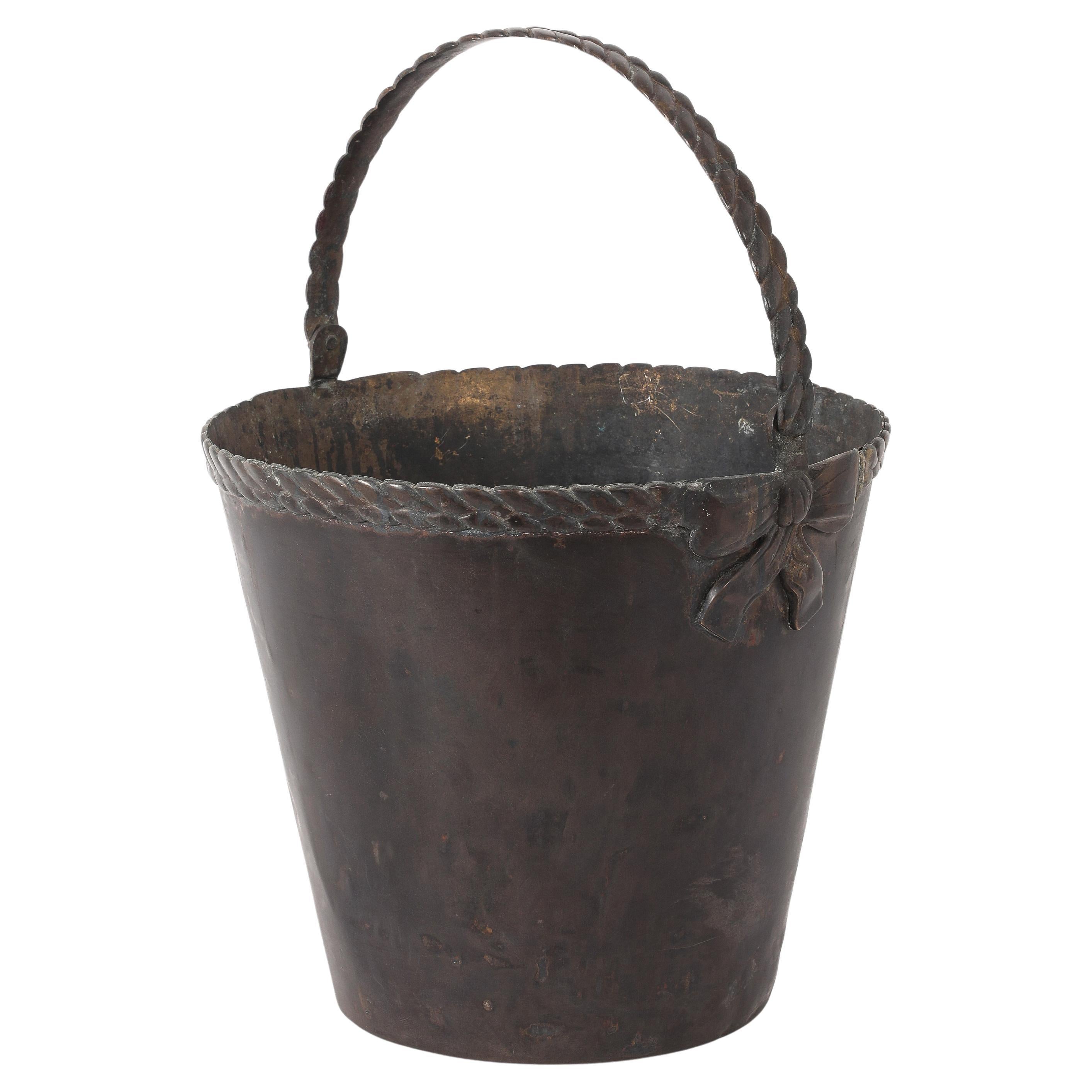 Brass Log Bucket, USA 1960
s For Sale