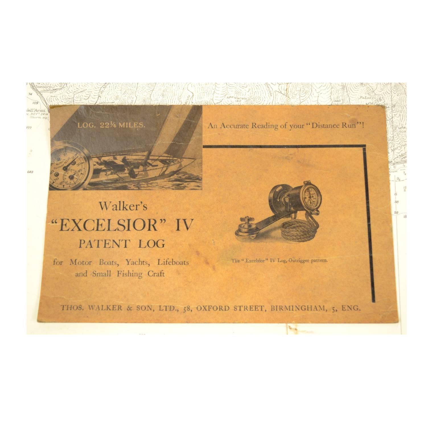 Brass Log Signed Walker’s Excelsior IV Patent Log, 1920 circa 6