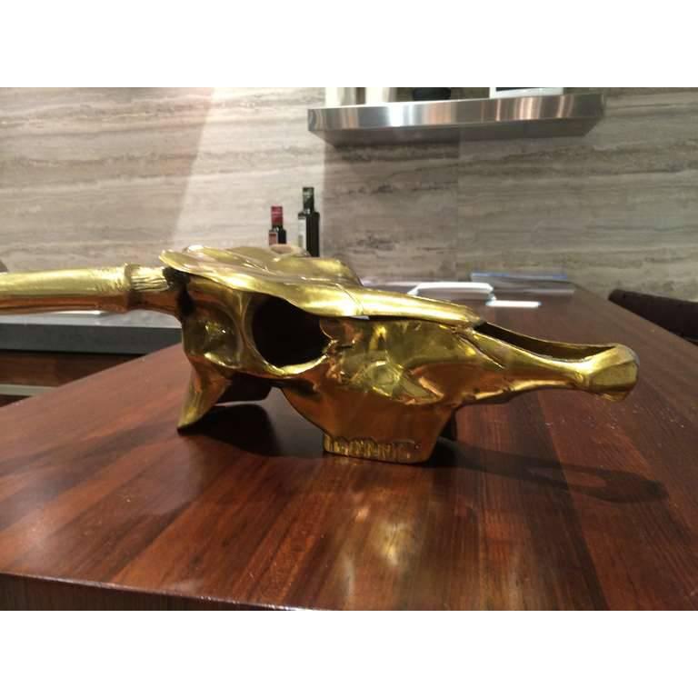 Longhorn-Wandskulptur aus Messing (Moderne der Mitte des Jahrhunderts)