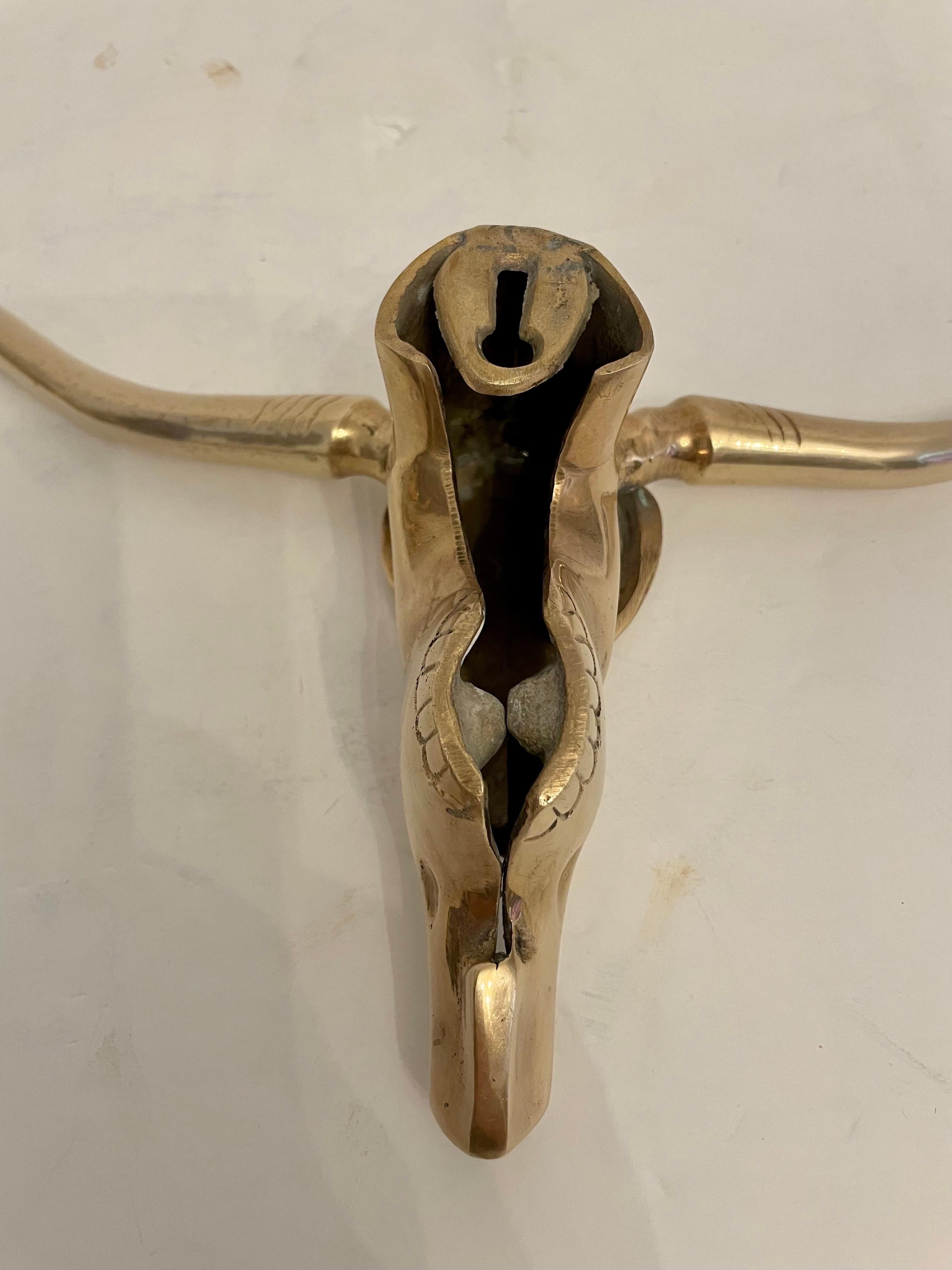 Brass Longhorn Wall Sculpture In Good Condition For Sale In New York, NY