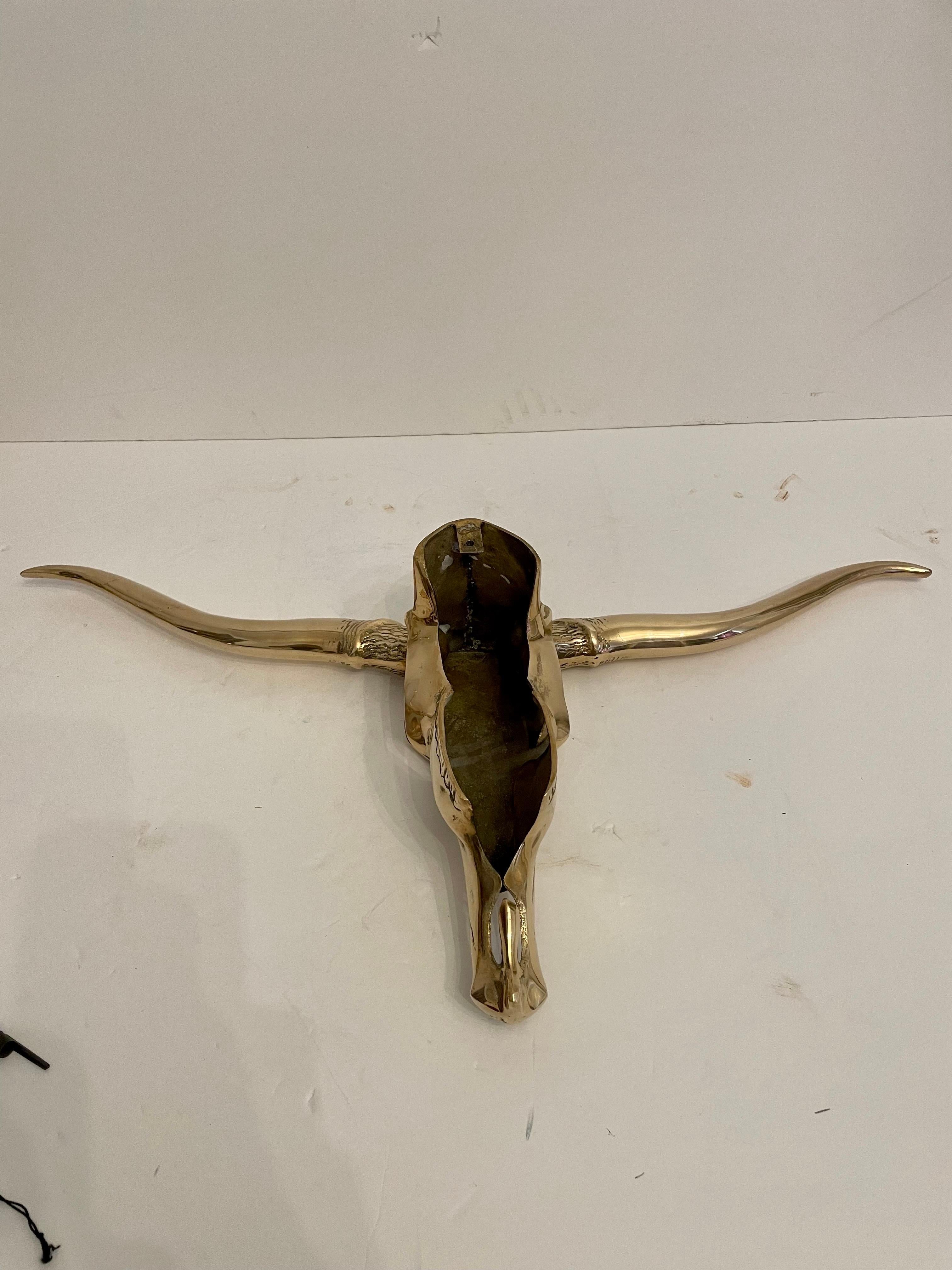Brass Longhorn Wall Sculpture In Good Condition In New York, NY