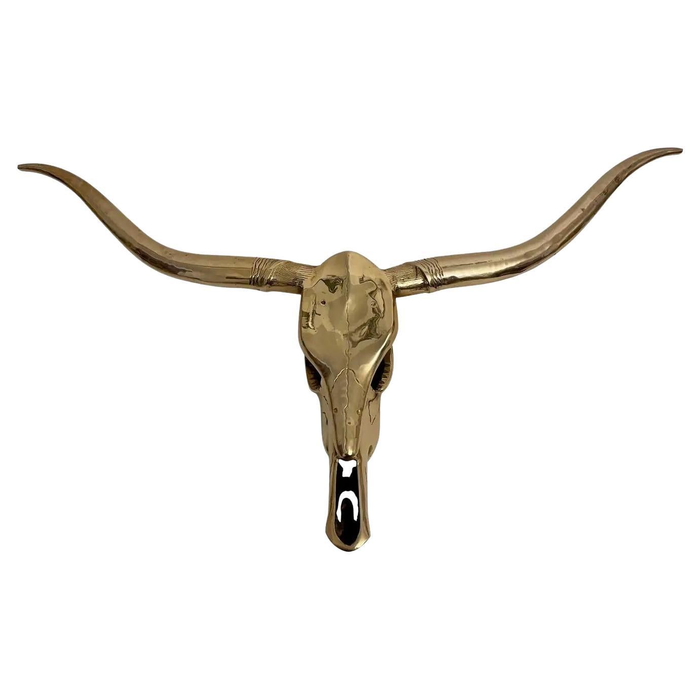 Sculpture murale Longhorn en laiton