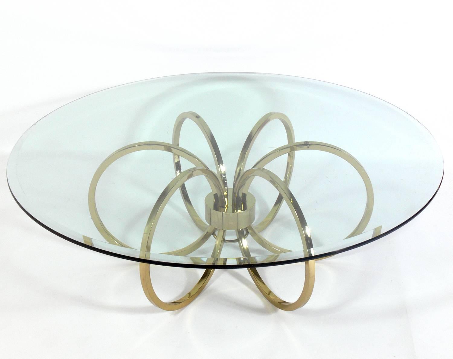 Brass loop coffee table.