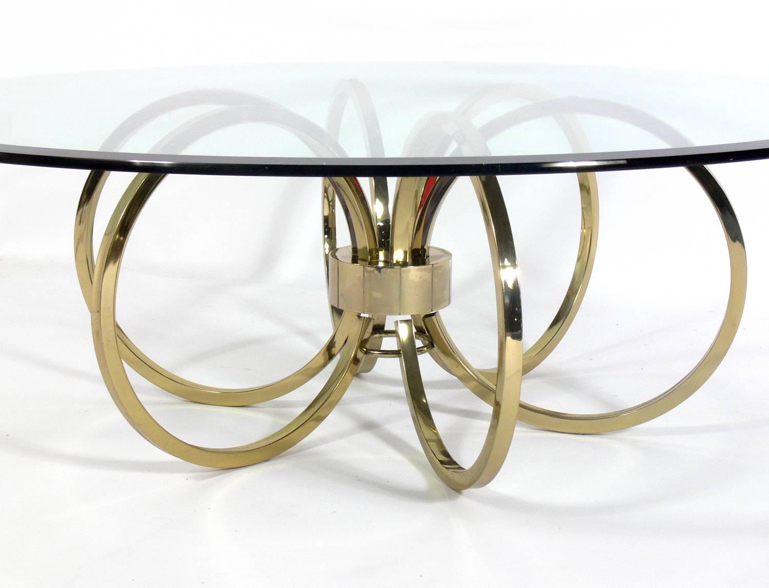 American Brass Loop Coffee Table For Sale