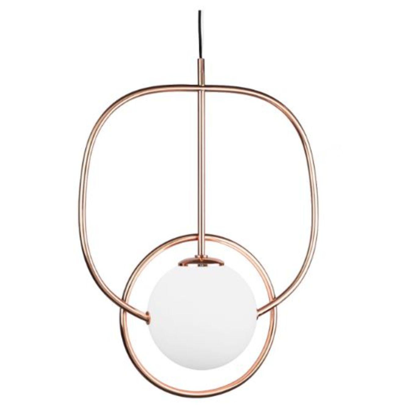Brass Loop Suspension Lamp by Dooq
Dimensions: W 55 x D 25 x H 77 cm
Materials: lacquered metal, polished or brushed metal, brass.
Also available in different colours and materials. 

Information:
230V/50Hz
1 x max. G9
4W LED

120V/60Hz
1 x max.