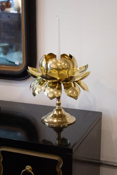 Brass Lotus Candle Holder by Feldman in the Style of Tommi Parzinger