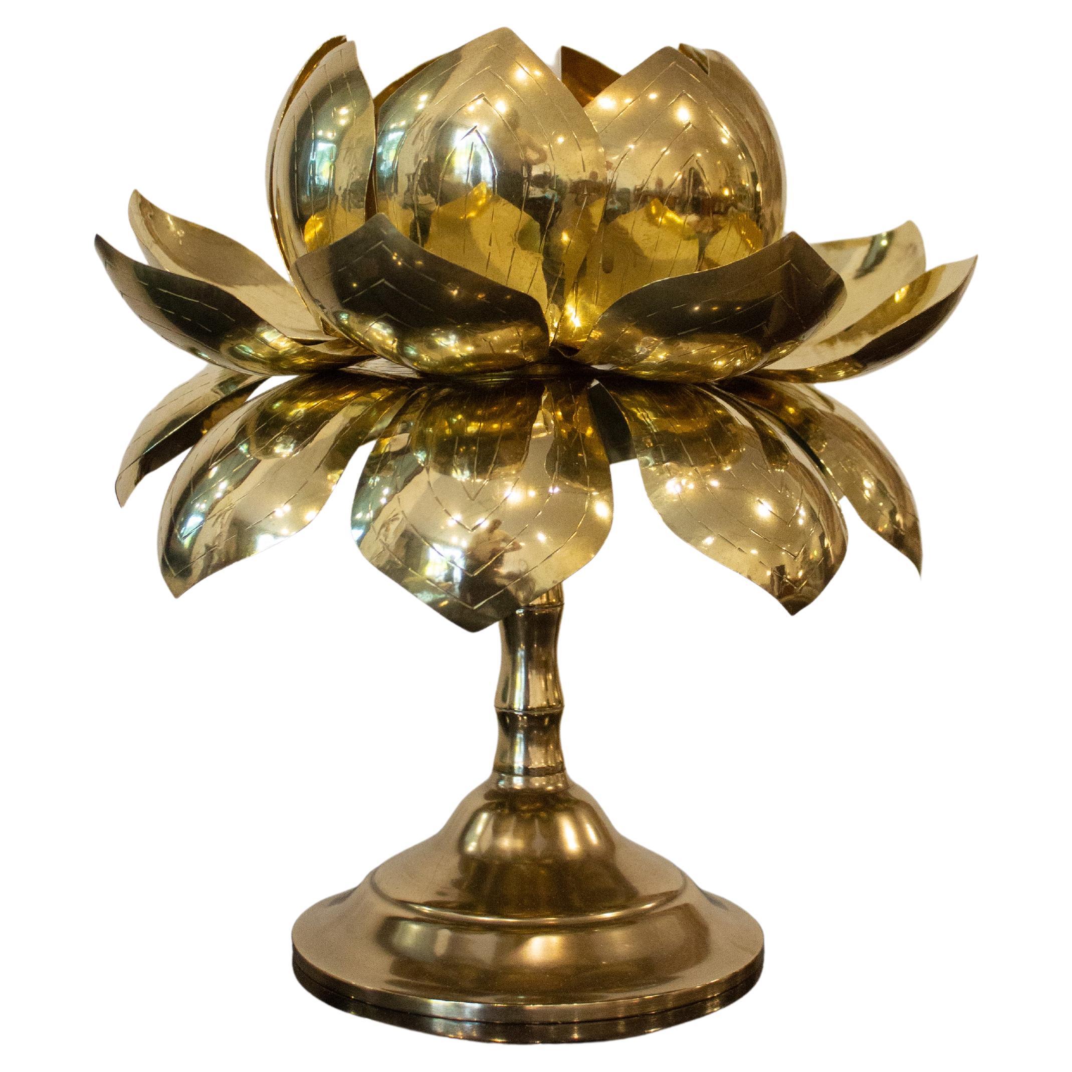 Brass Lotus Candle Holder by Feldman in the Style of Tommi Parzinger
