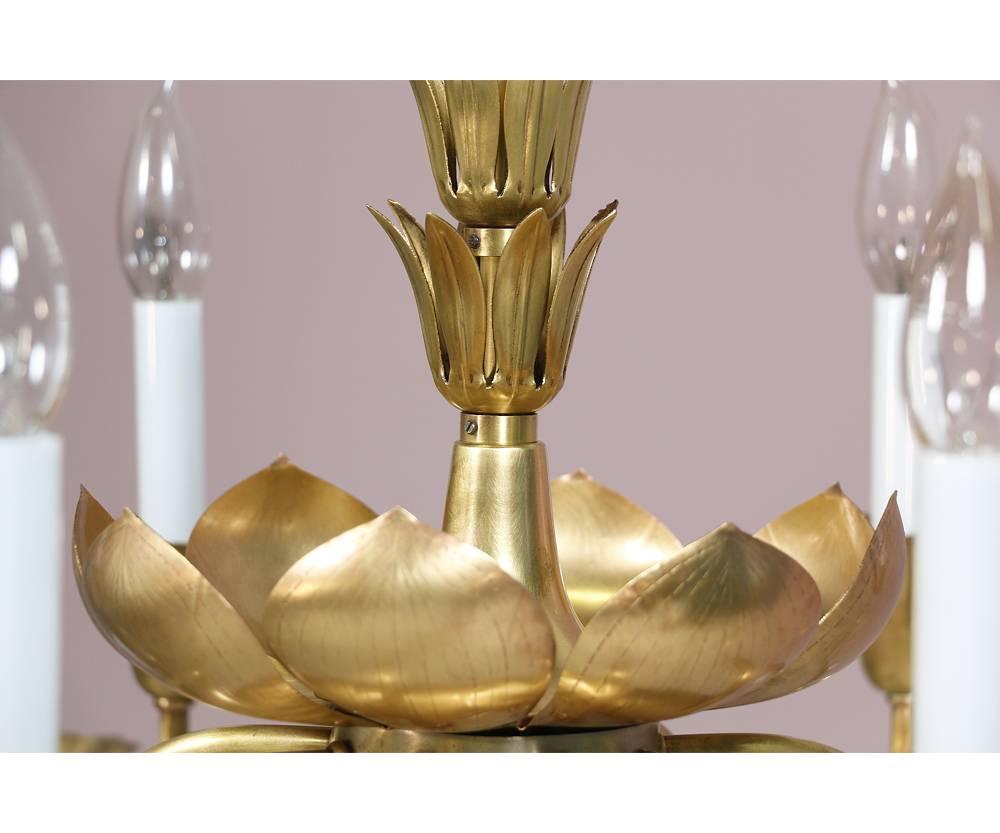 American Brass Lotus Chandelier by Feldman