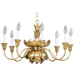 Brass Lotus Chandelier by Feldman