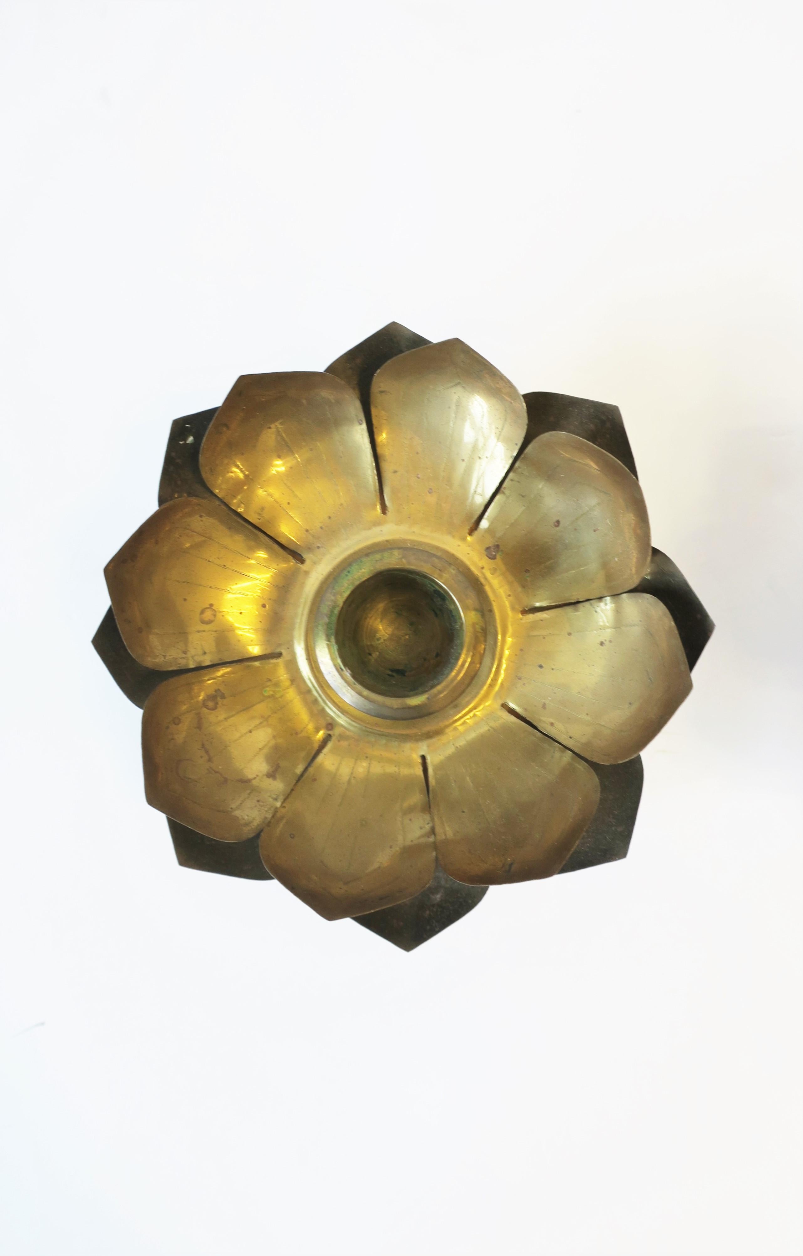 Brass Lotus Flower Candlestick Holders by Feldman, Pair, circa 1960s 7