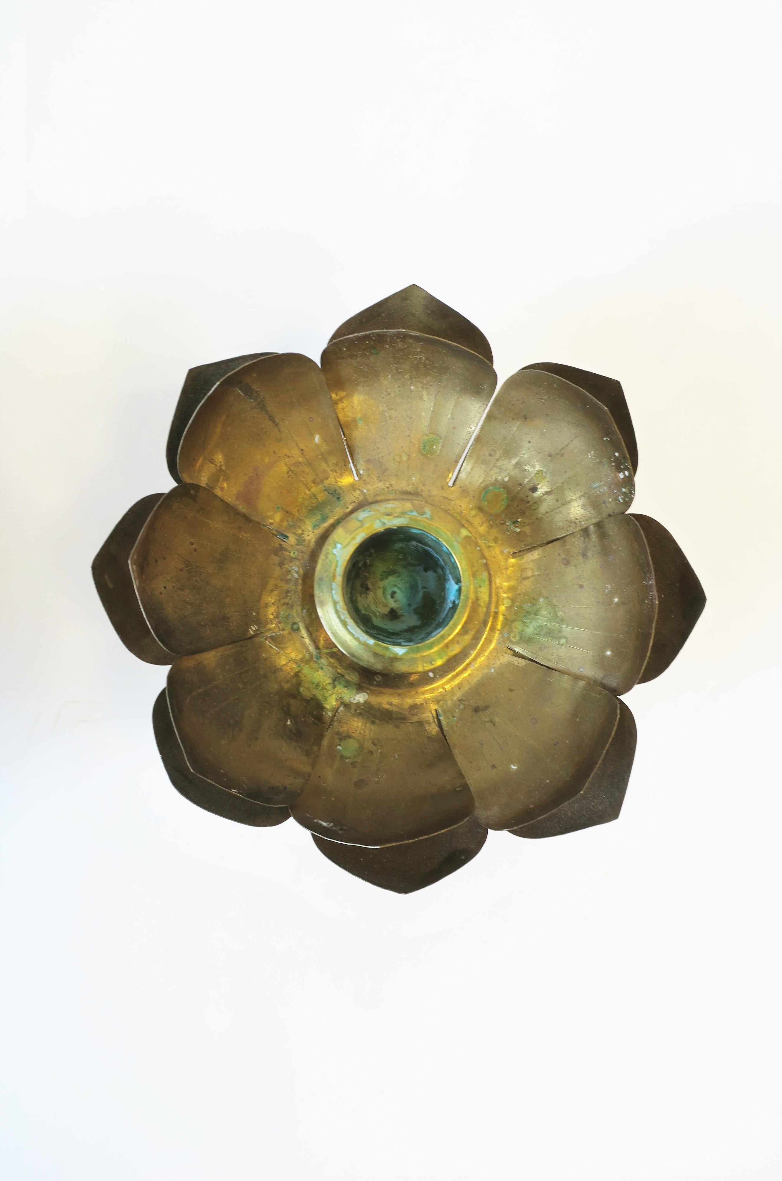 Brass Lotus Flower Candlestick Holders by Feldman, Pair, circa 1960s 8