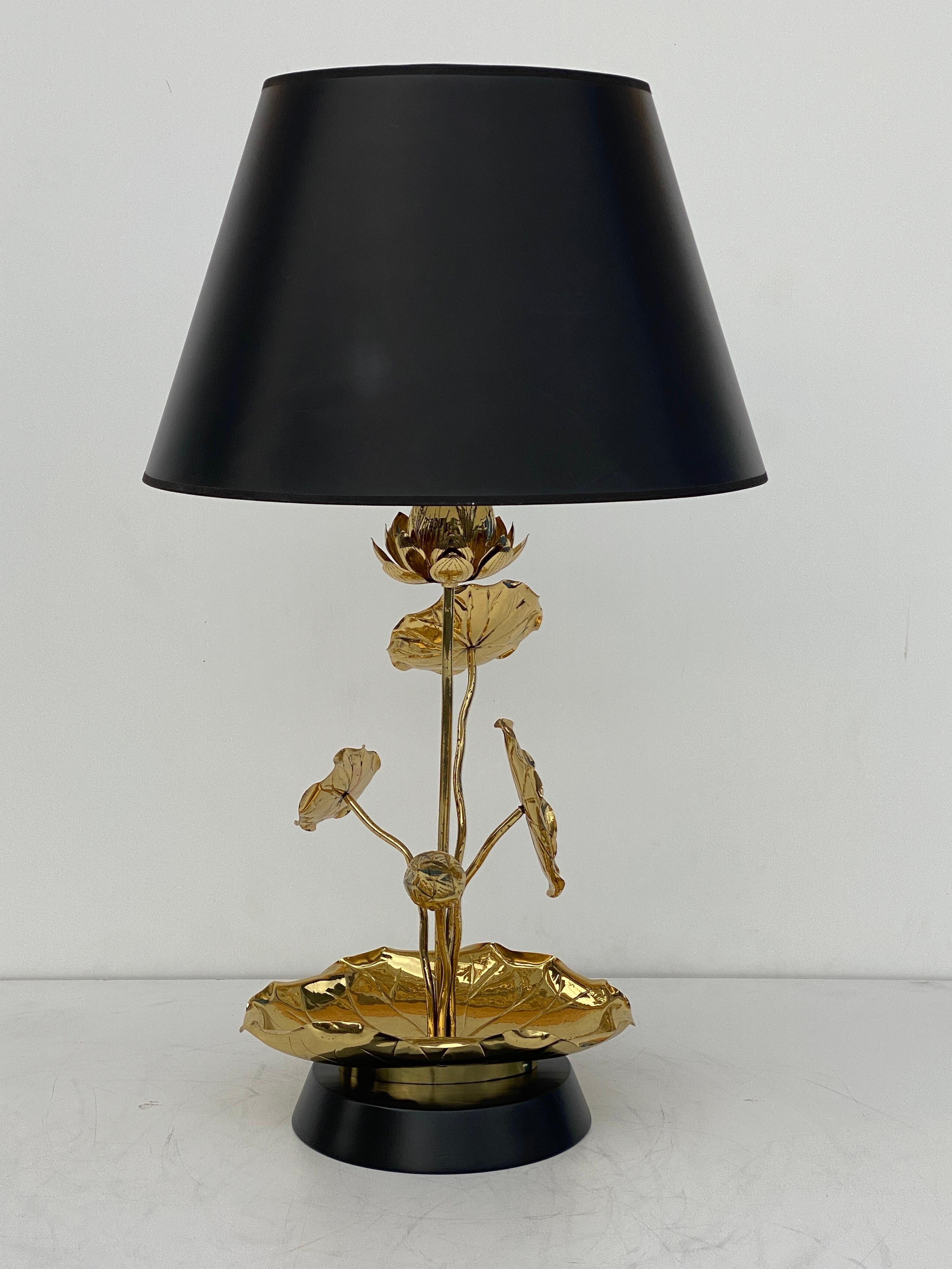 Brass Lotus Lamp by Feldman For Sale 1