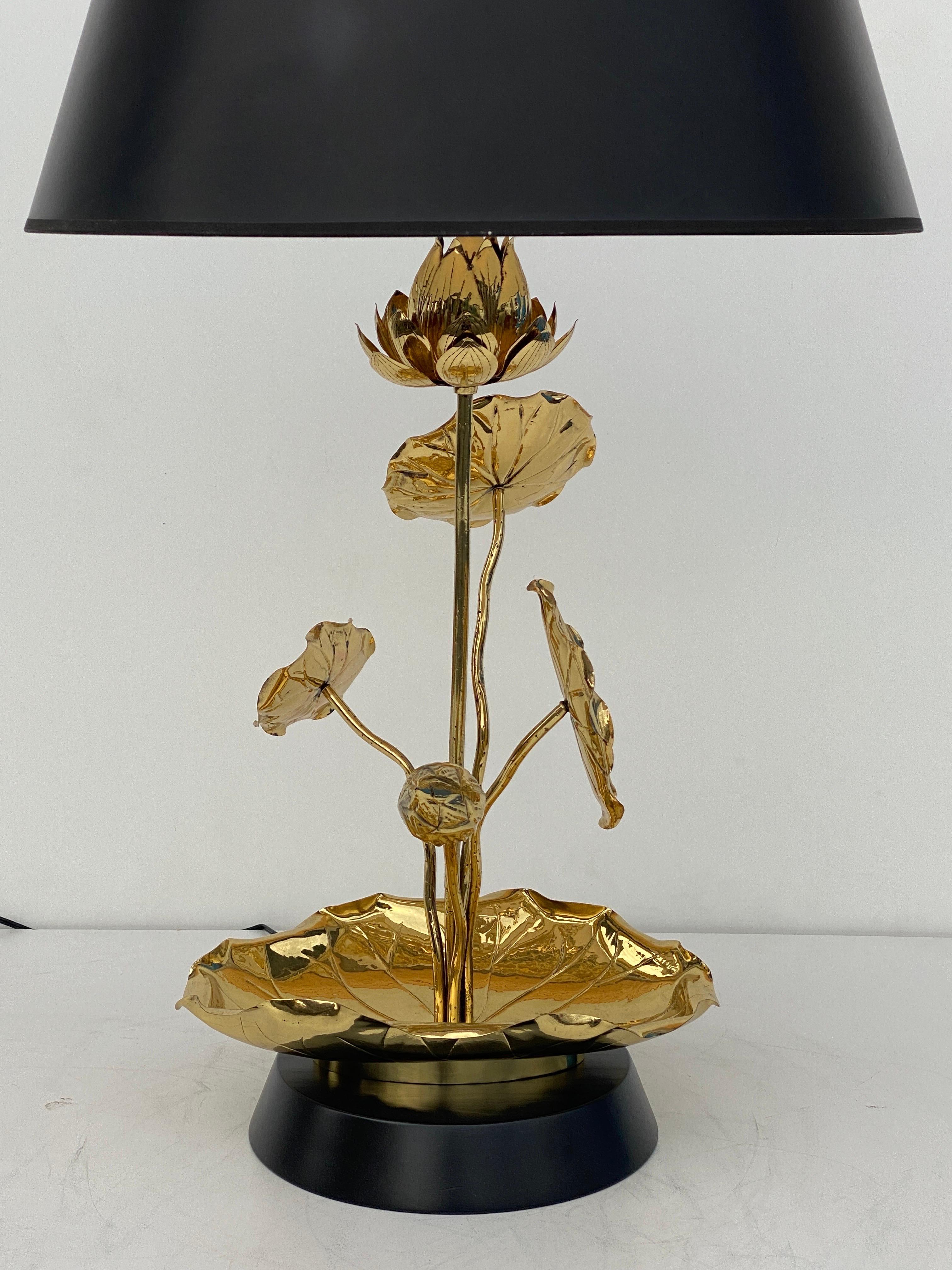 Brass Lotus Lamp by Feldman For Sale 2