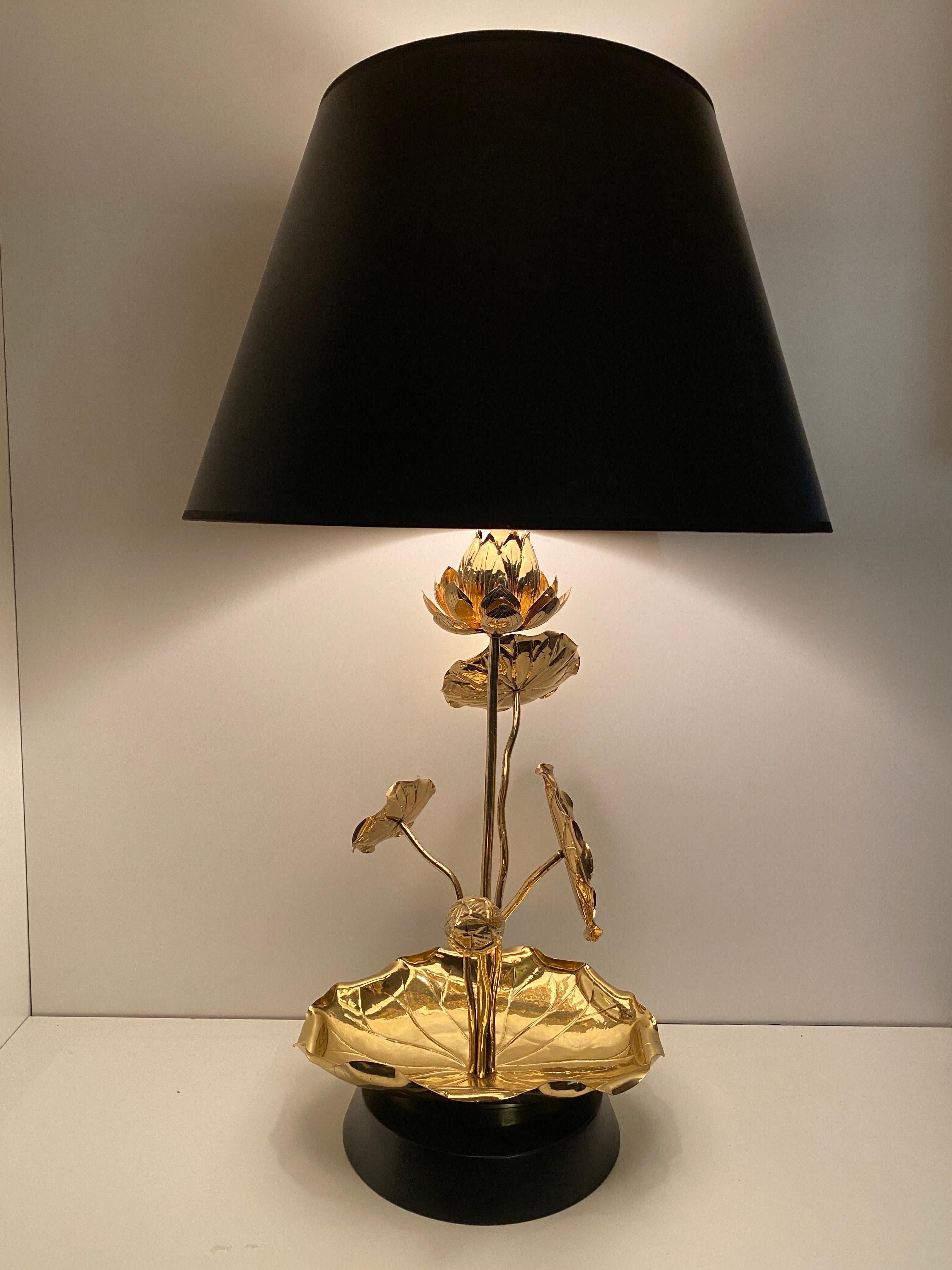 Brass Lotus Lamp by Feldman For Sale 3
