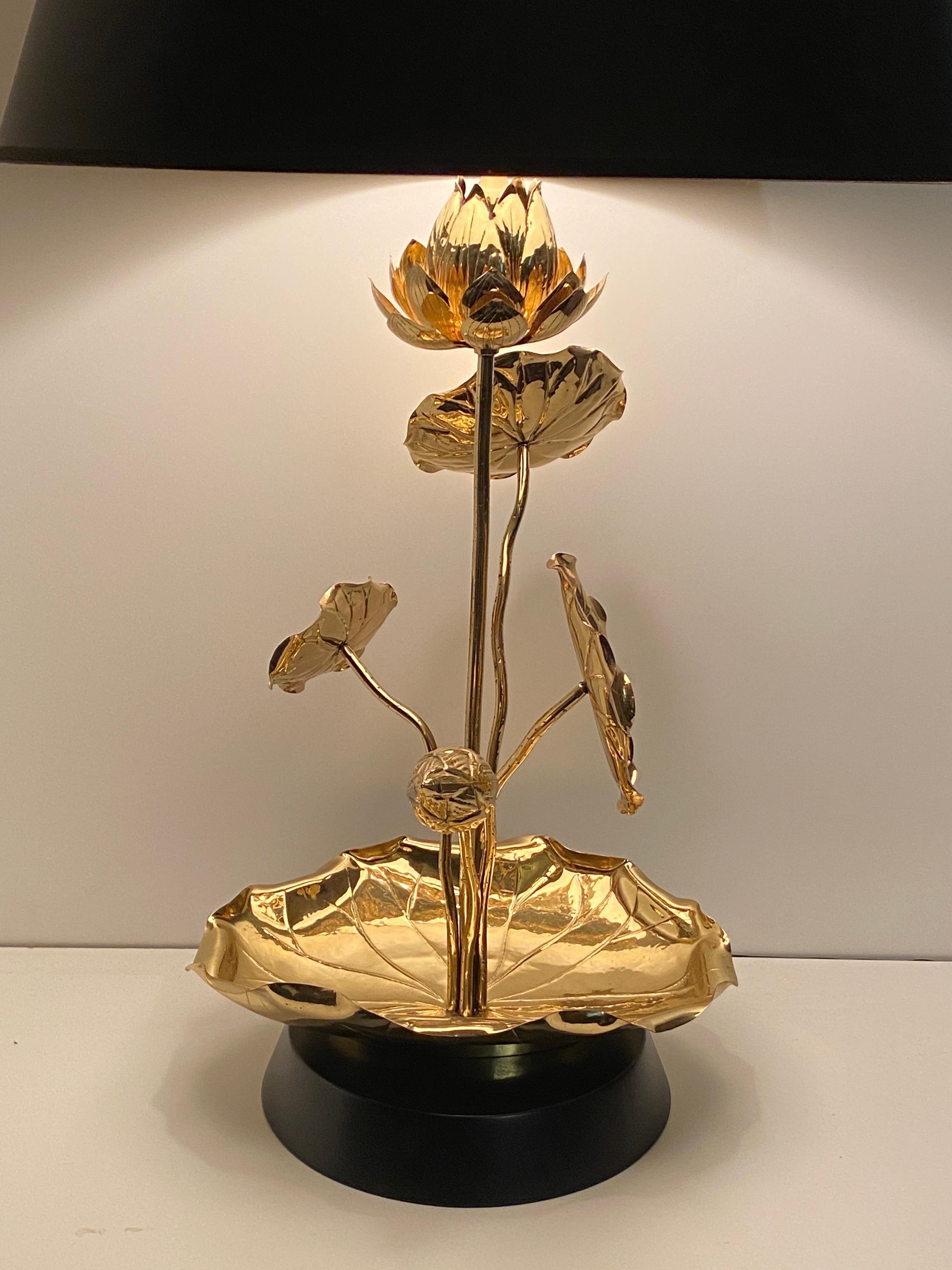 Brass Lotus Lamp by Feldman For Sale 4