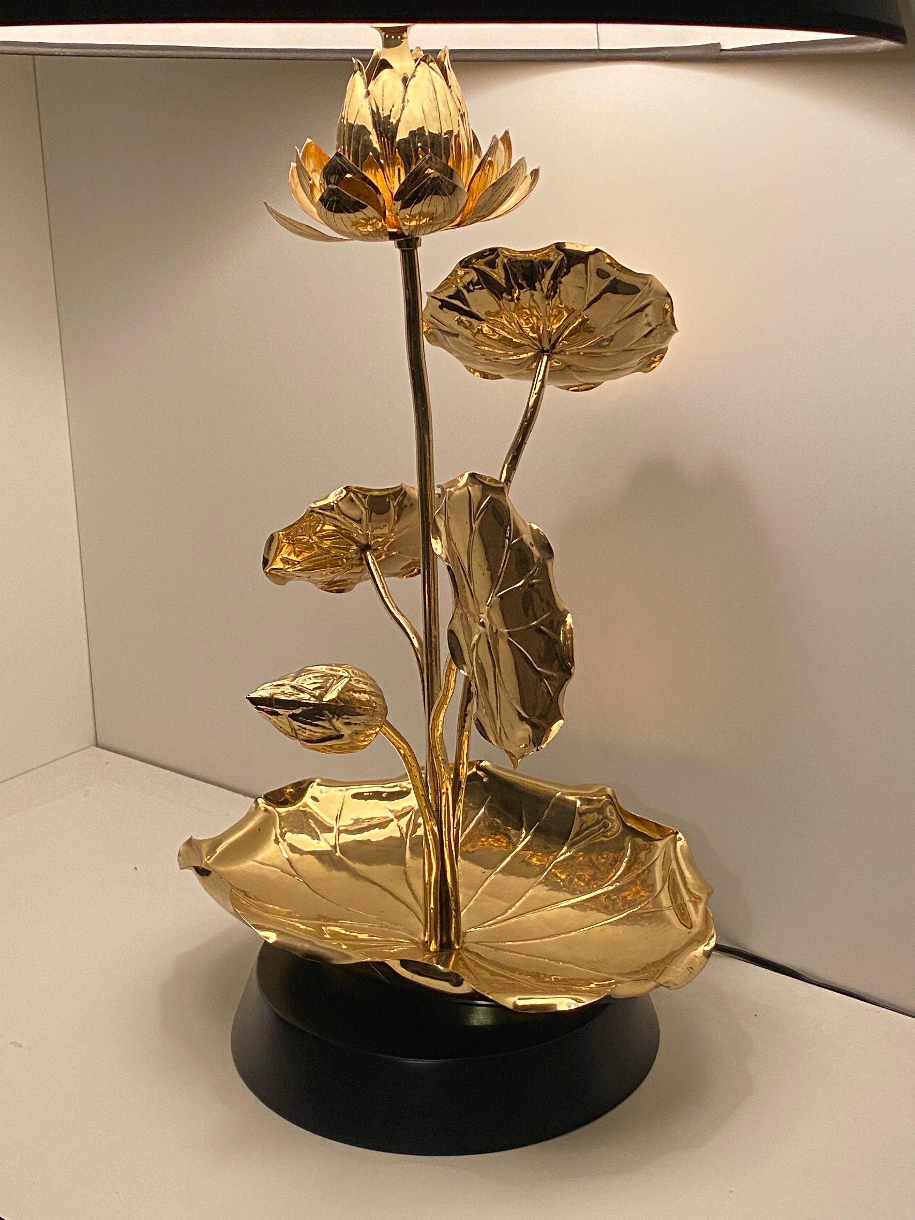 Brass Lotus Lamp by Feldman For Sale 6