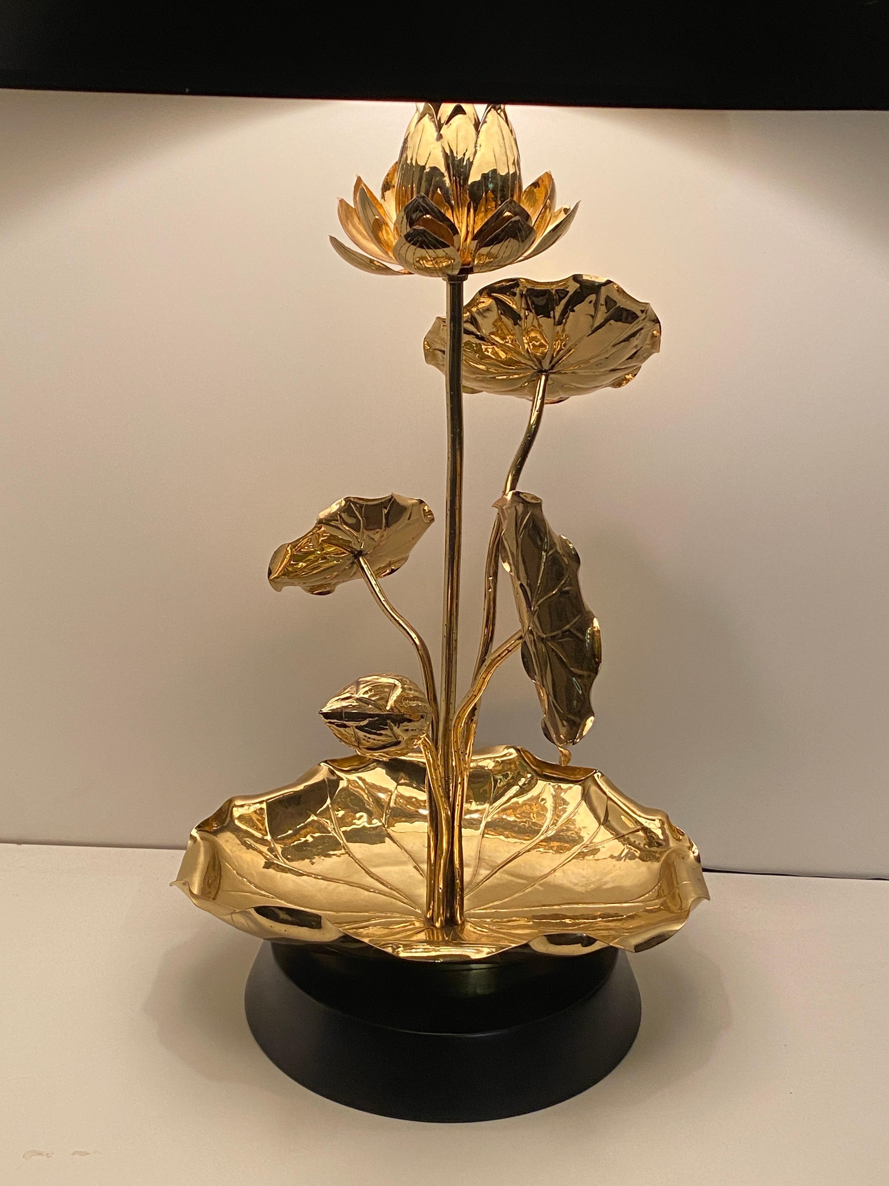Brass Lotus Lamp by Feldman For Sale 7
