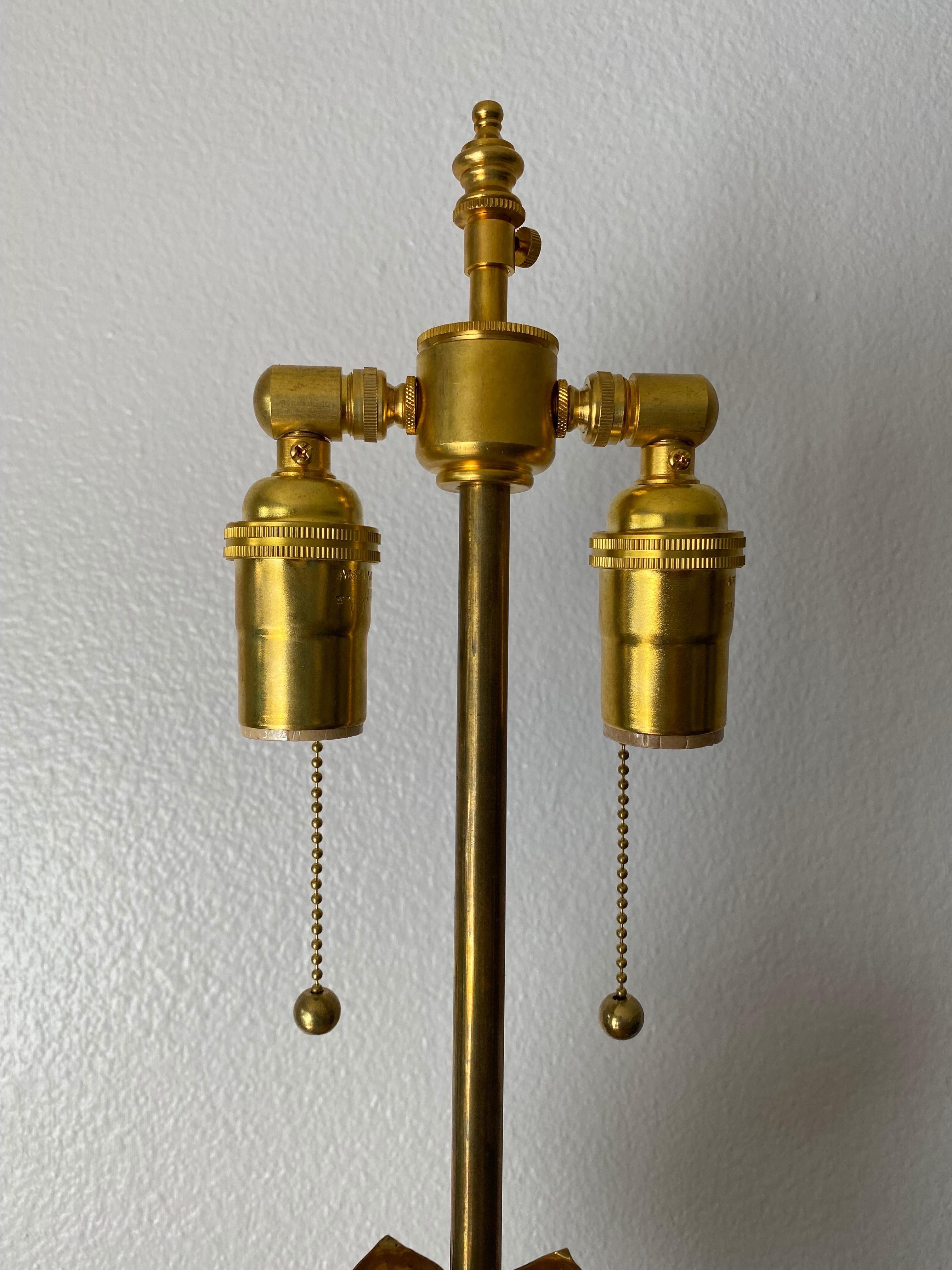 Mid-20th Century Brass Lotus Lamp by Feldman For Sale