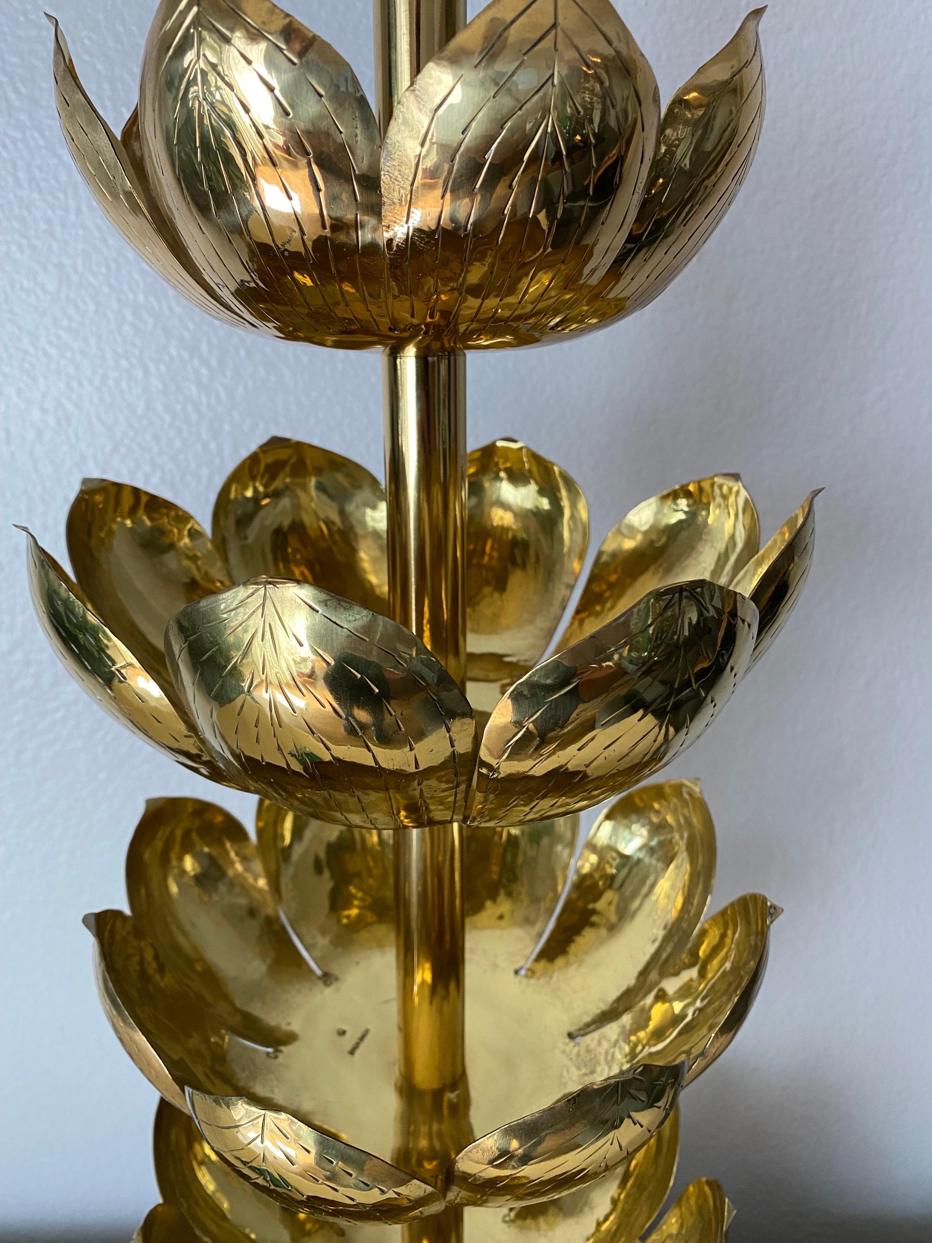Brass Lotus Lamp by Feldman For Sale 2