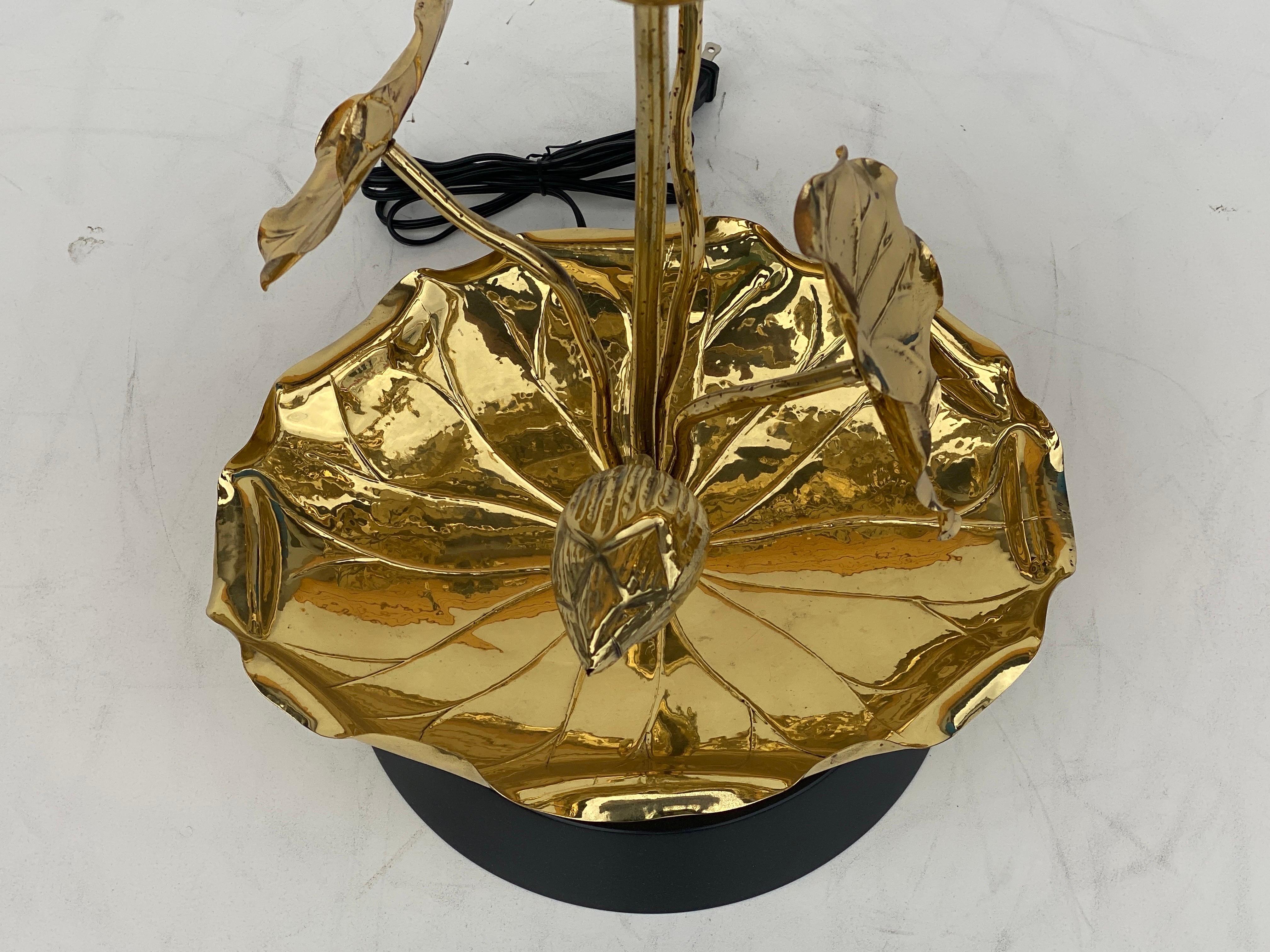 Brass Lotus Lamp by Feldman In Good Condition For Sale In North Hollywood, CA