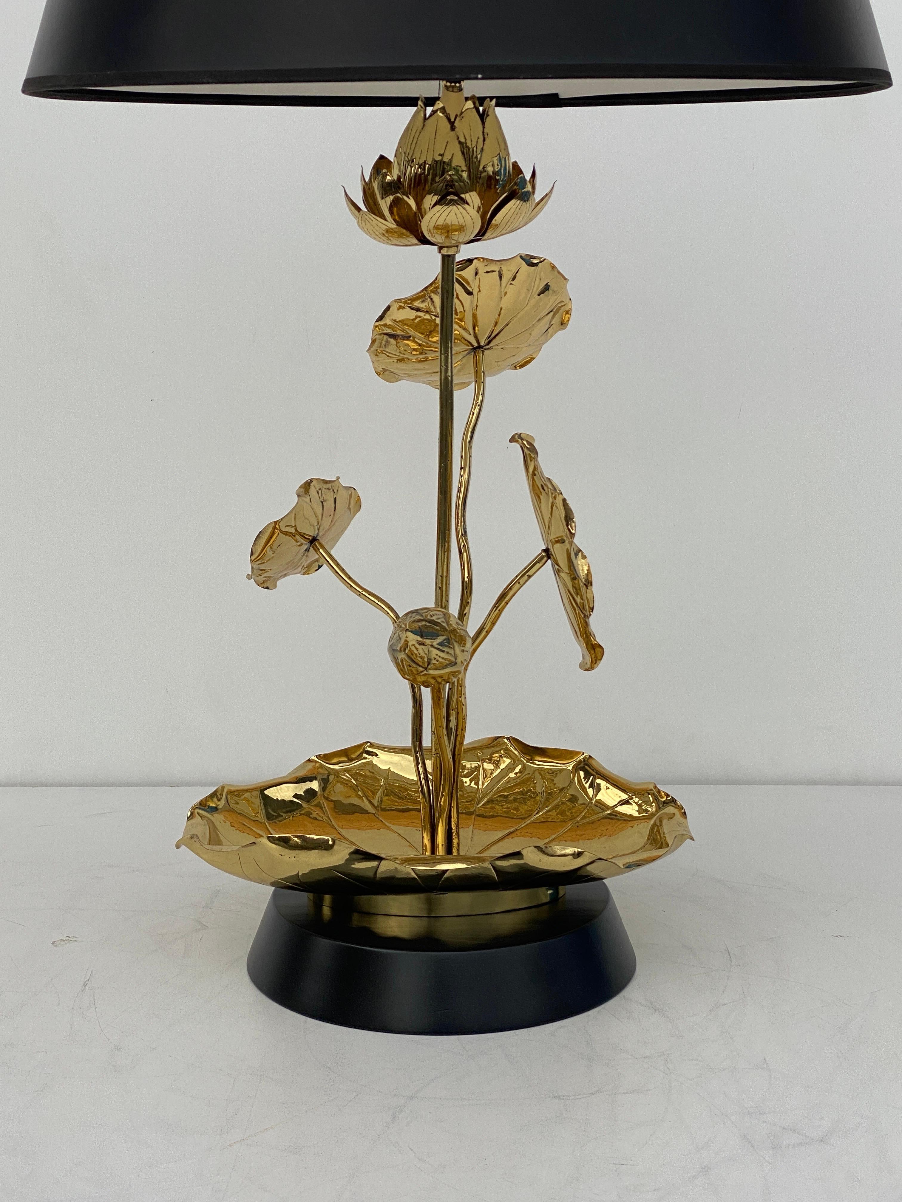Late 20th Century Brass Lotus Lamp by Feldman For Sale