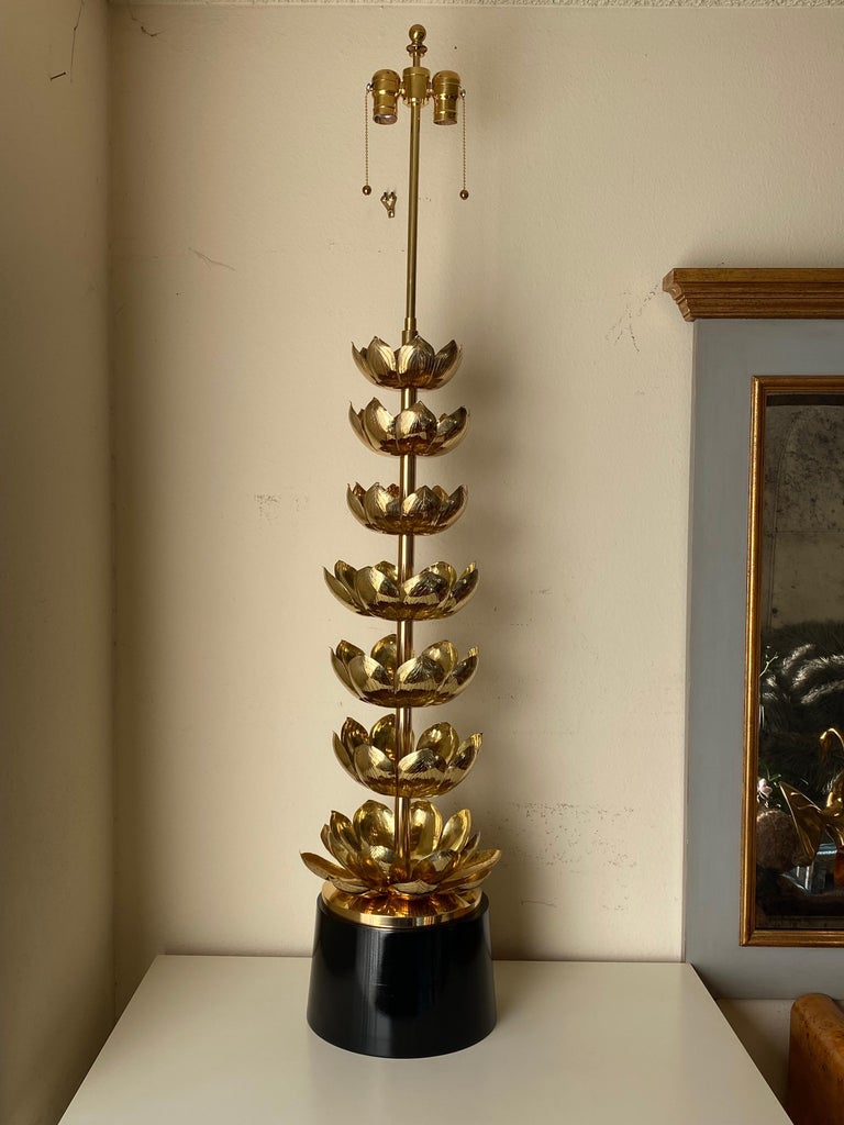 Brass lotus floor or table lamp by Feldman.