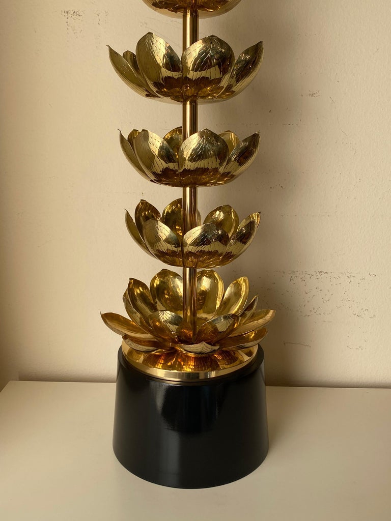 Mid-Century Modern Brass Lotus Lamp For Sale