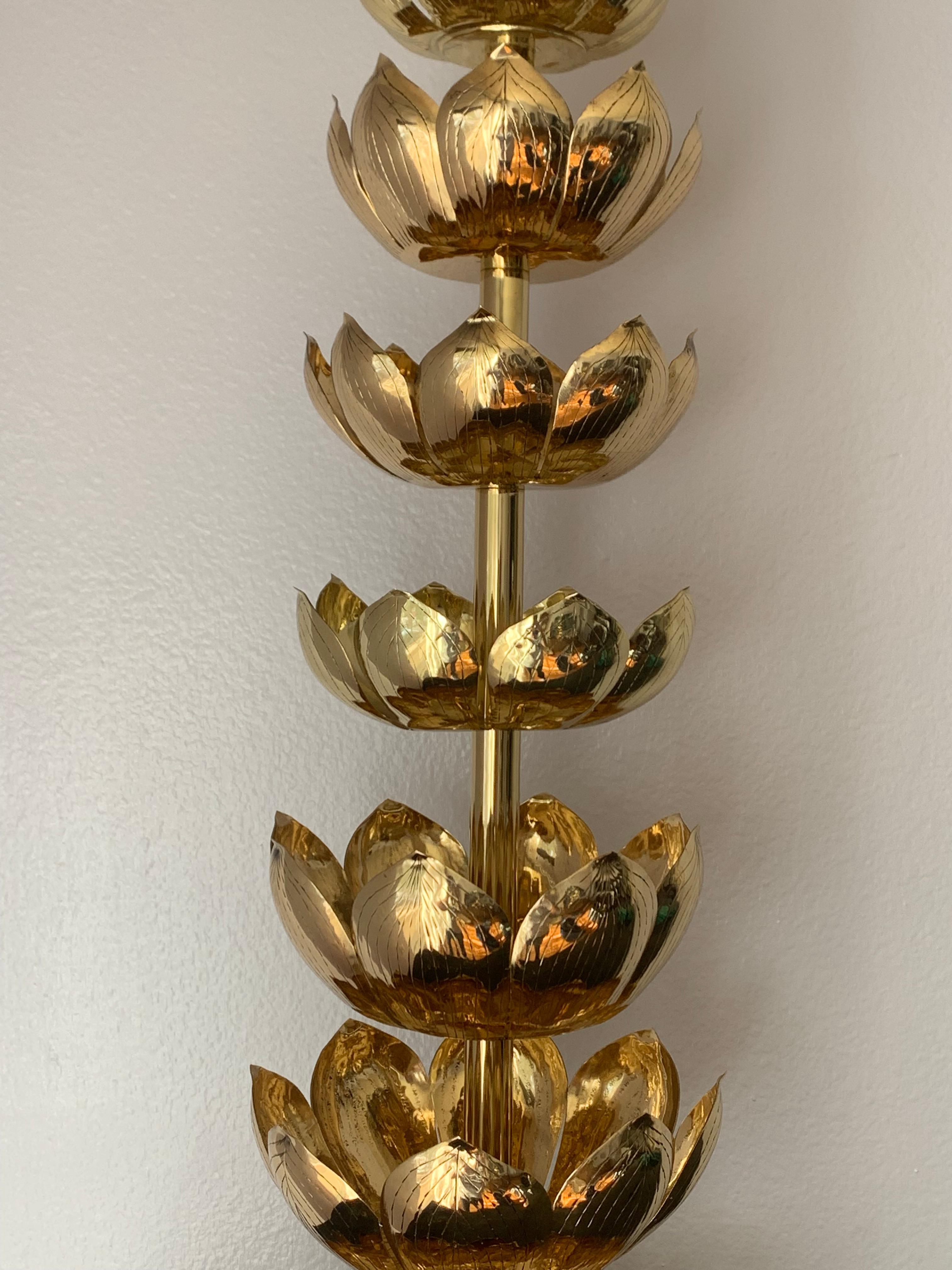 Hollywood Regency Brass Lotus Lamp