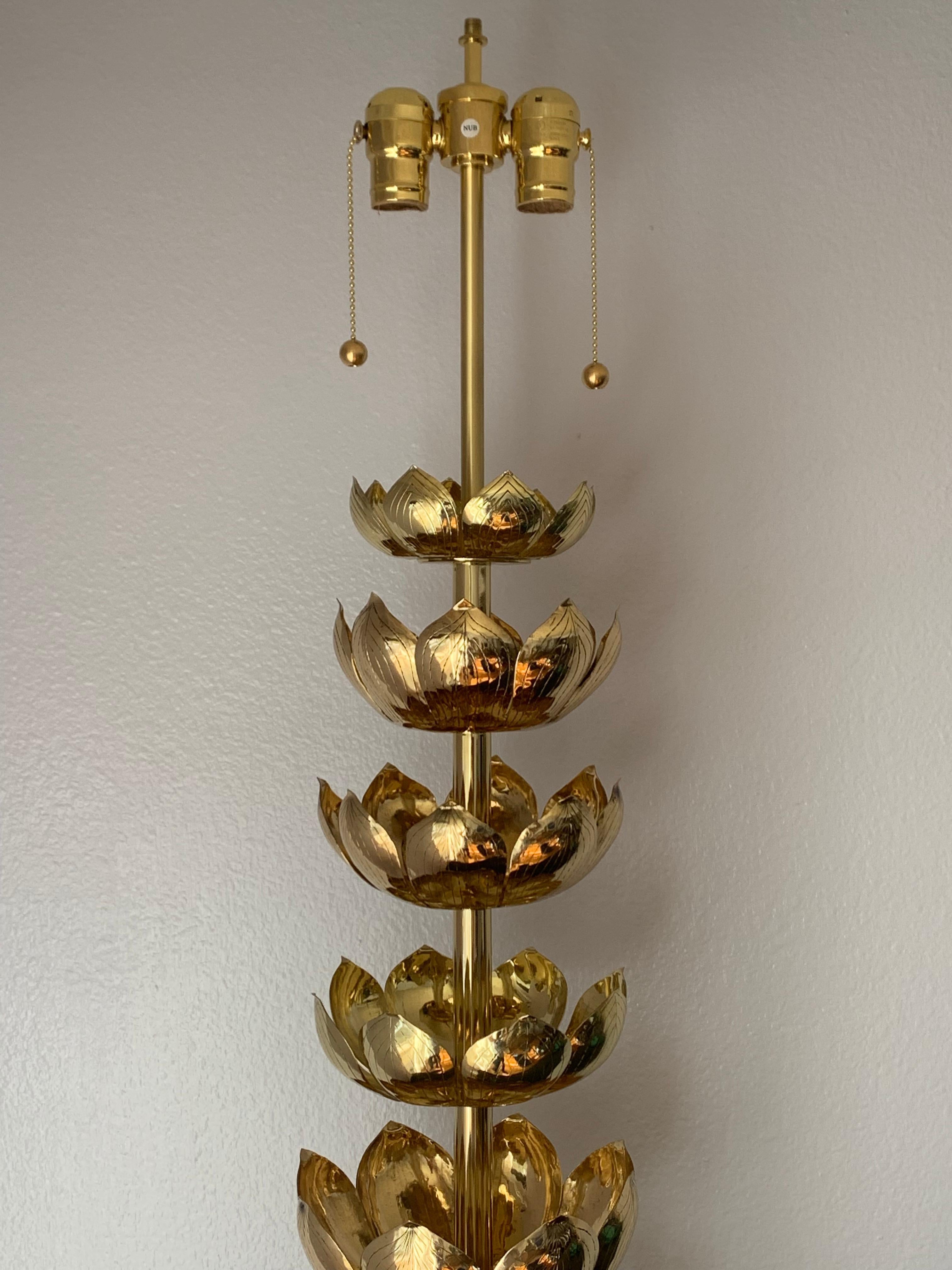 Polished Brass Lotus Lamp