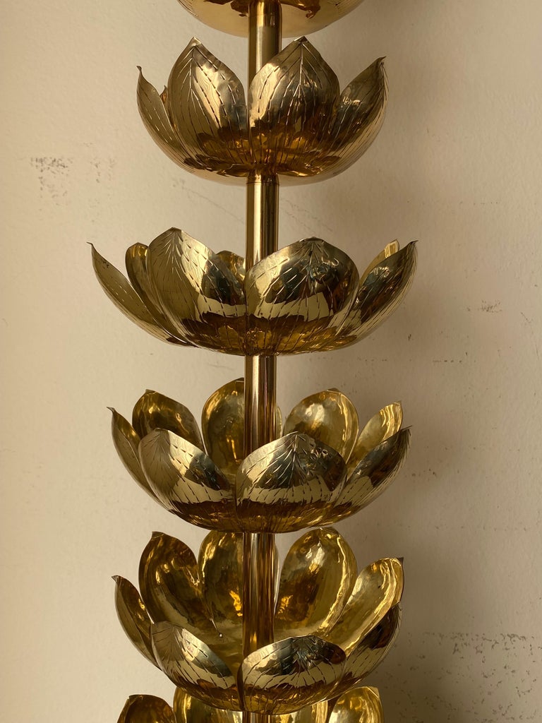 Mid-20th Century Brass Lotus Lamp For Sale