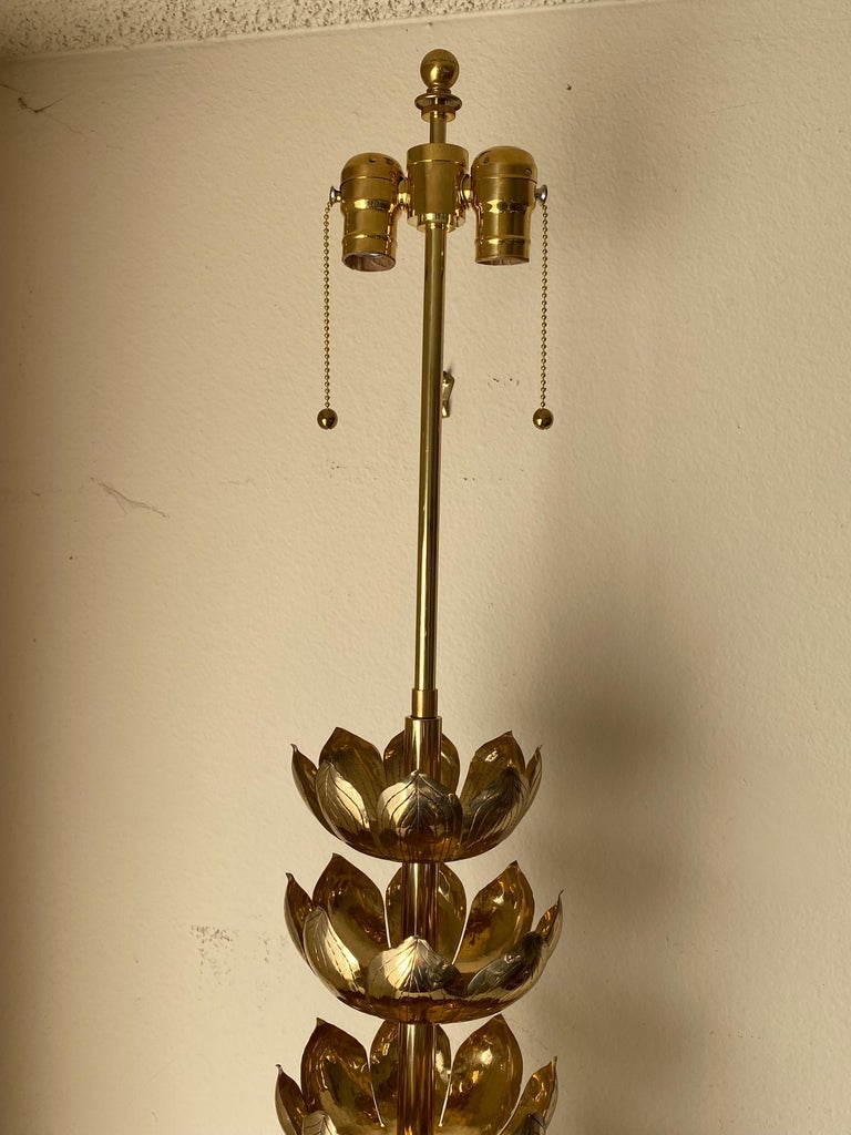 Brass Lotus Lamp For Sale 1