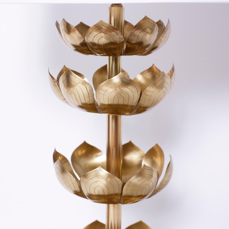 Brass Lotus Leaf Table Lamp For Sale at 1stdibs