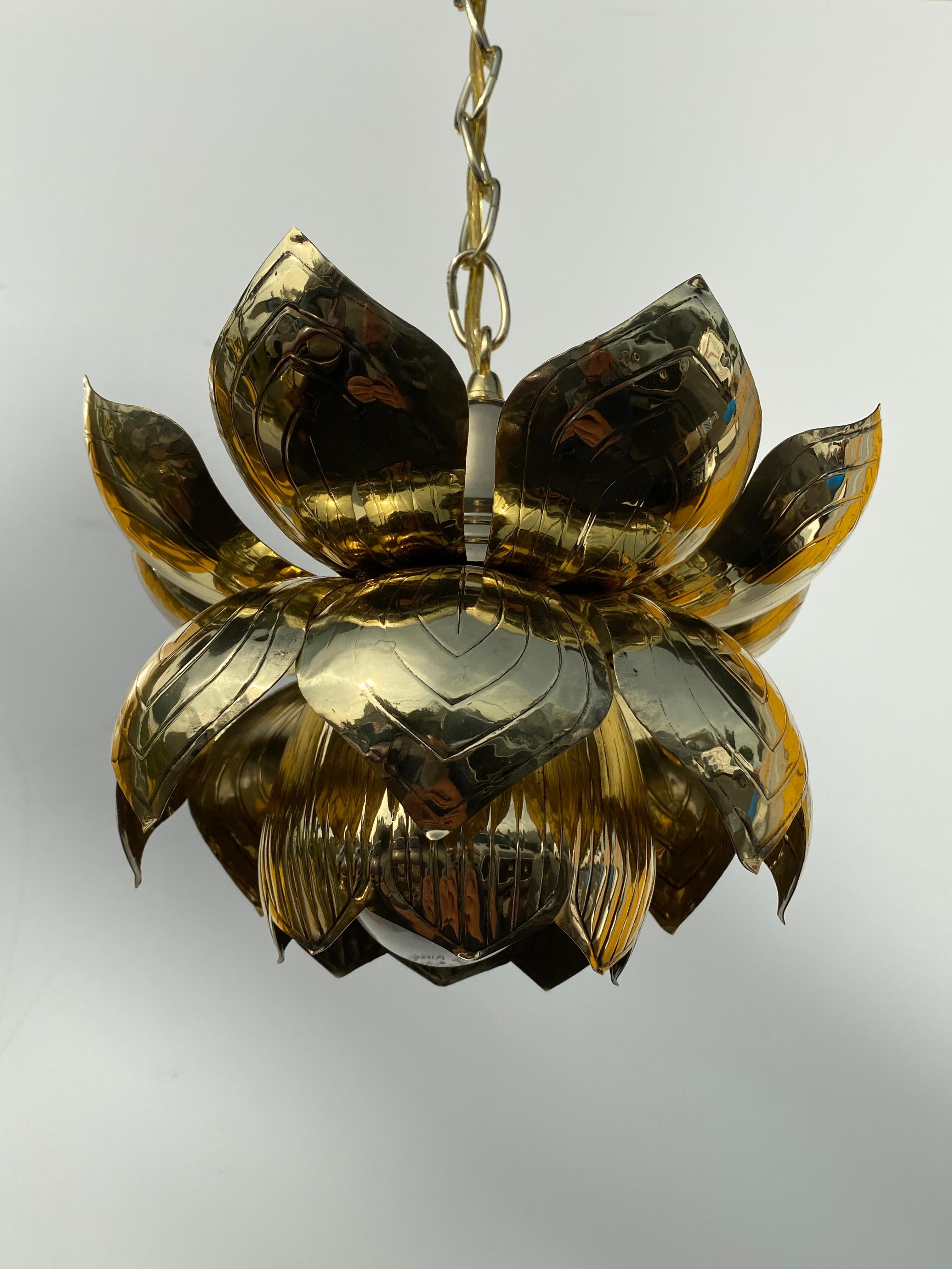 Polished Brass Lotus Pendant