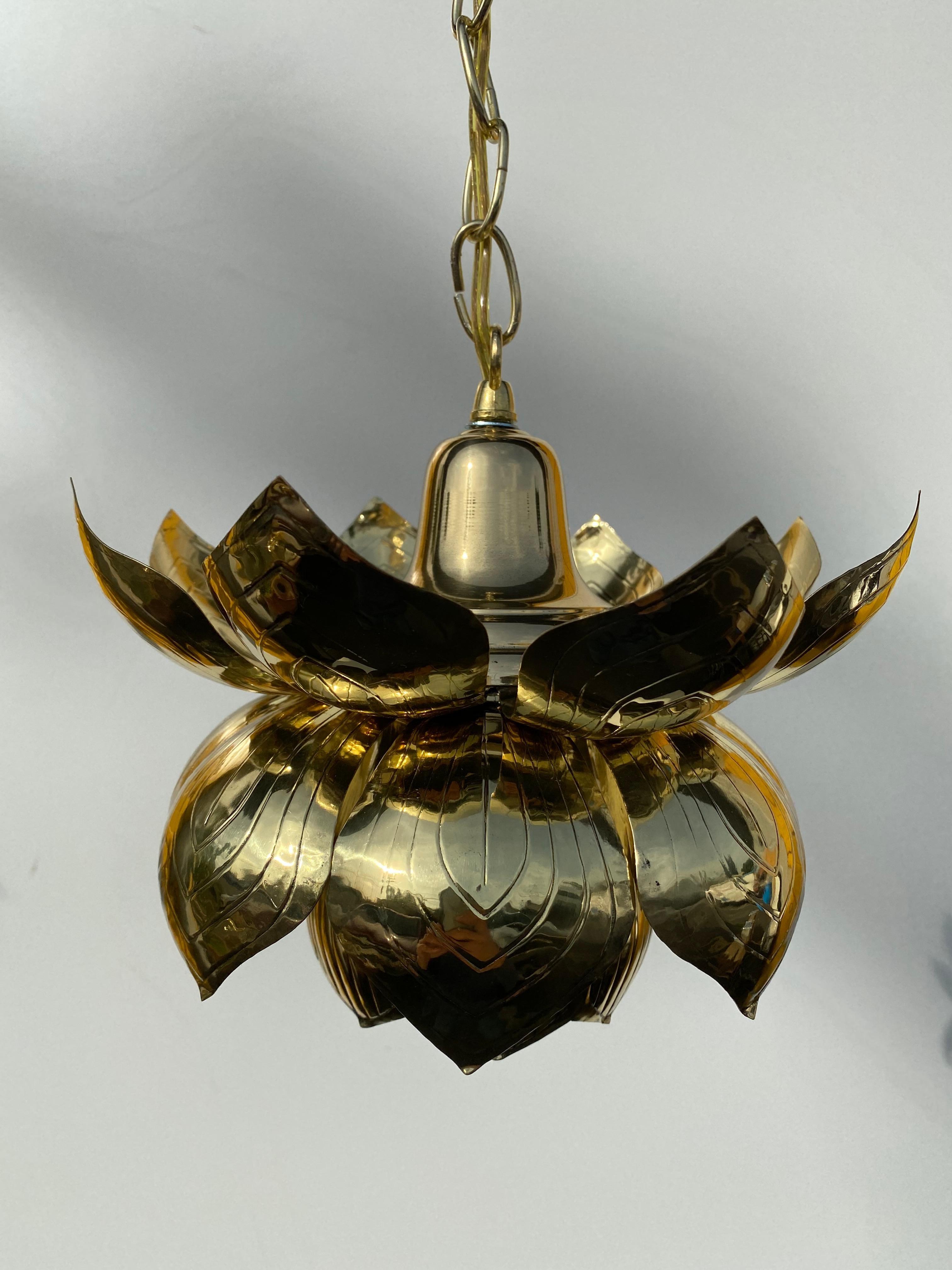 Late 20th Century Brass Lotus Pendant