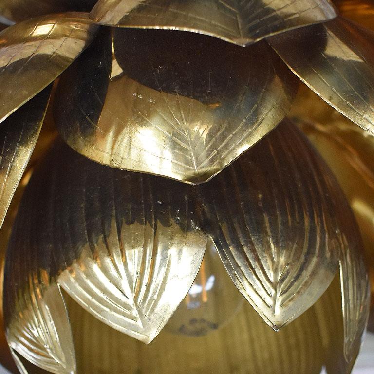 Mid-Century Modern Brass Lotus Pendant Light by Feldman Lighting in the Style of Parzinger