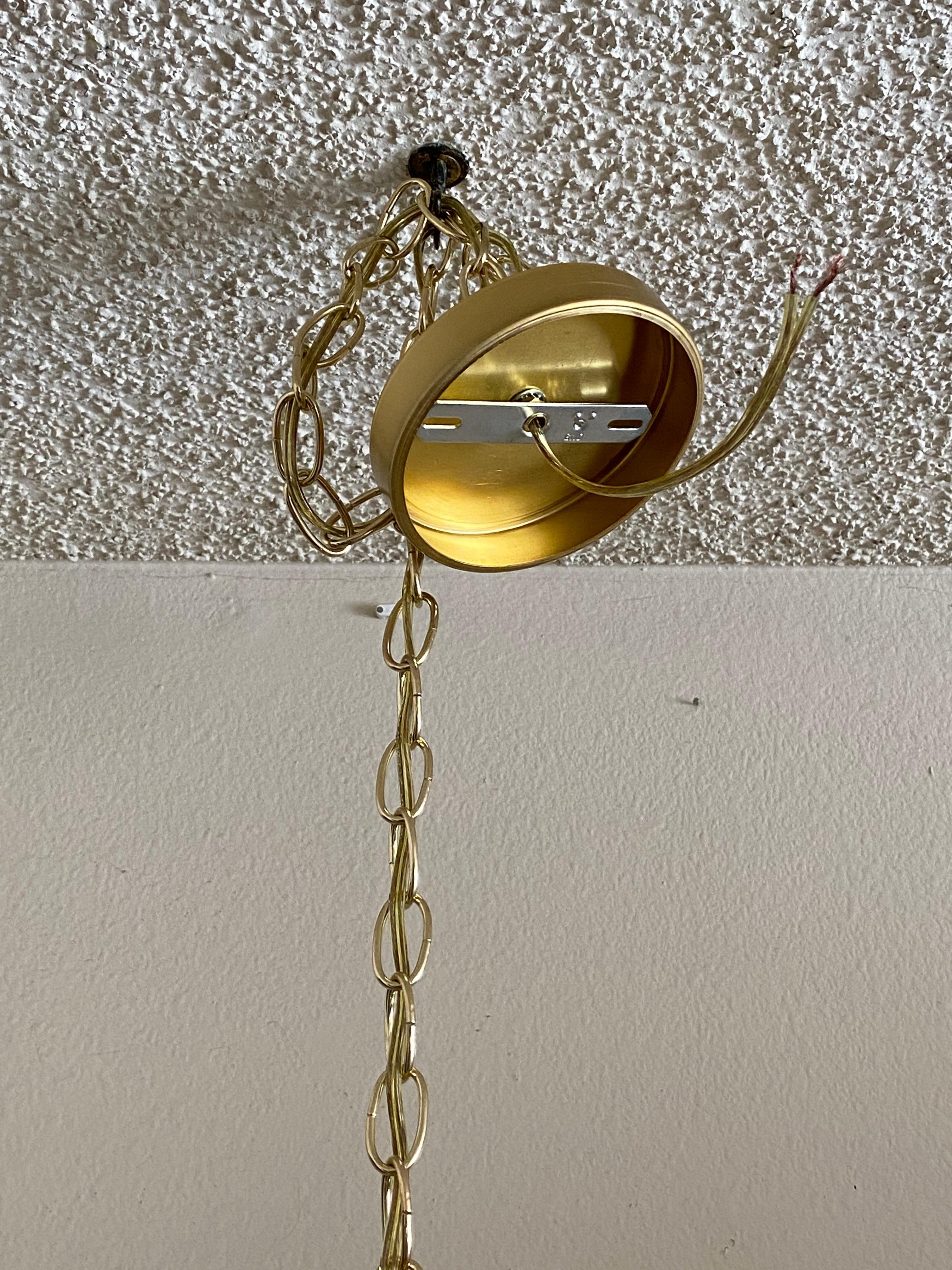 Brass Lotus Pendent Light In Good Condition In North Hollywood, CA