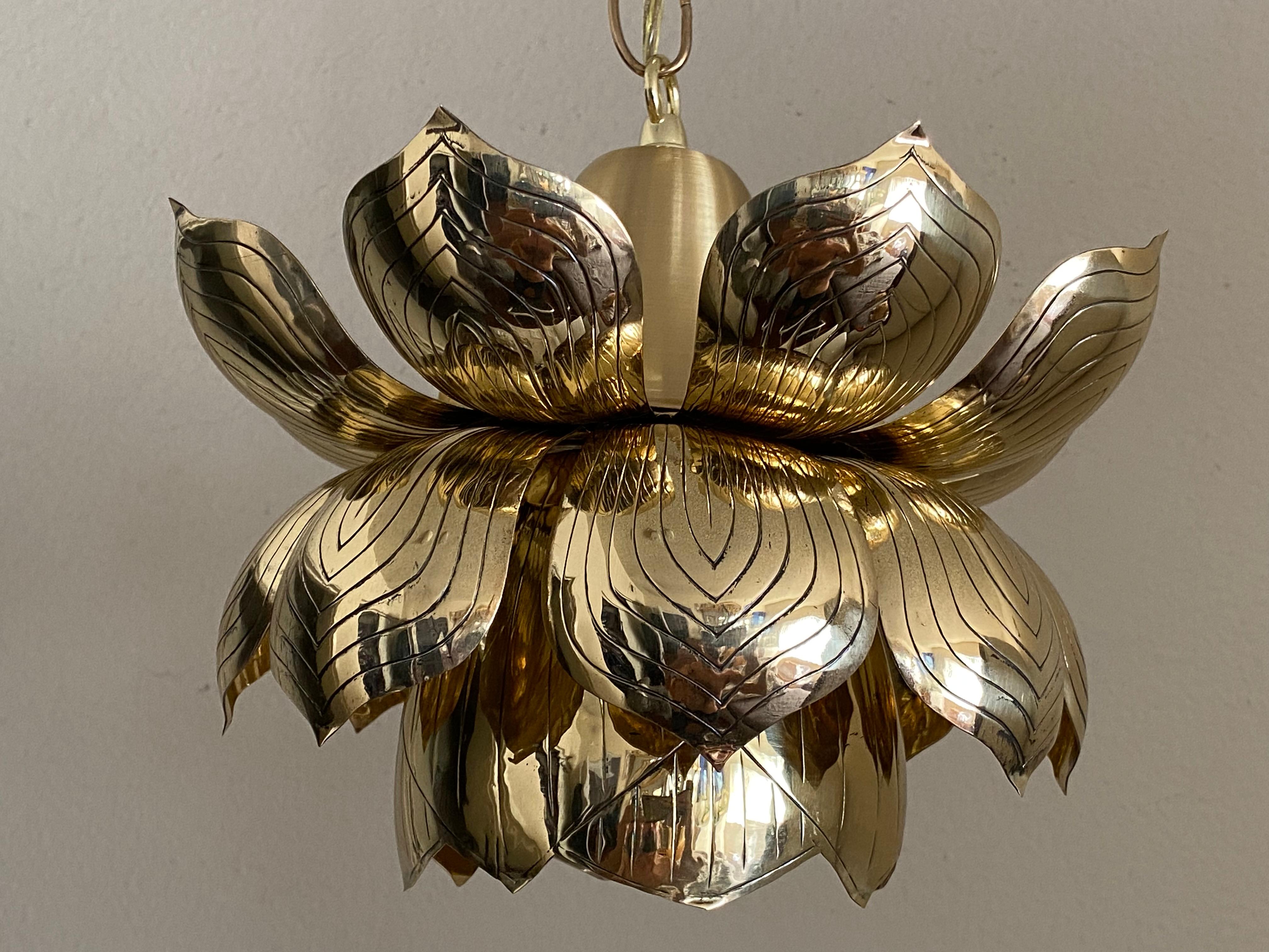 Brass Lotus Pendent Light 1