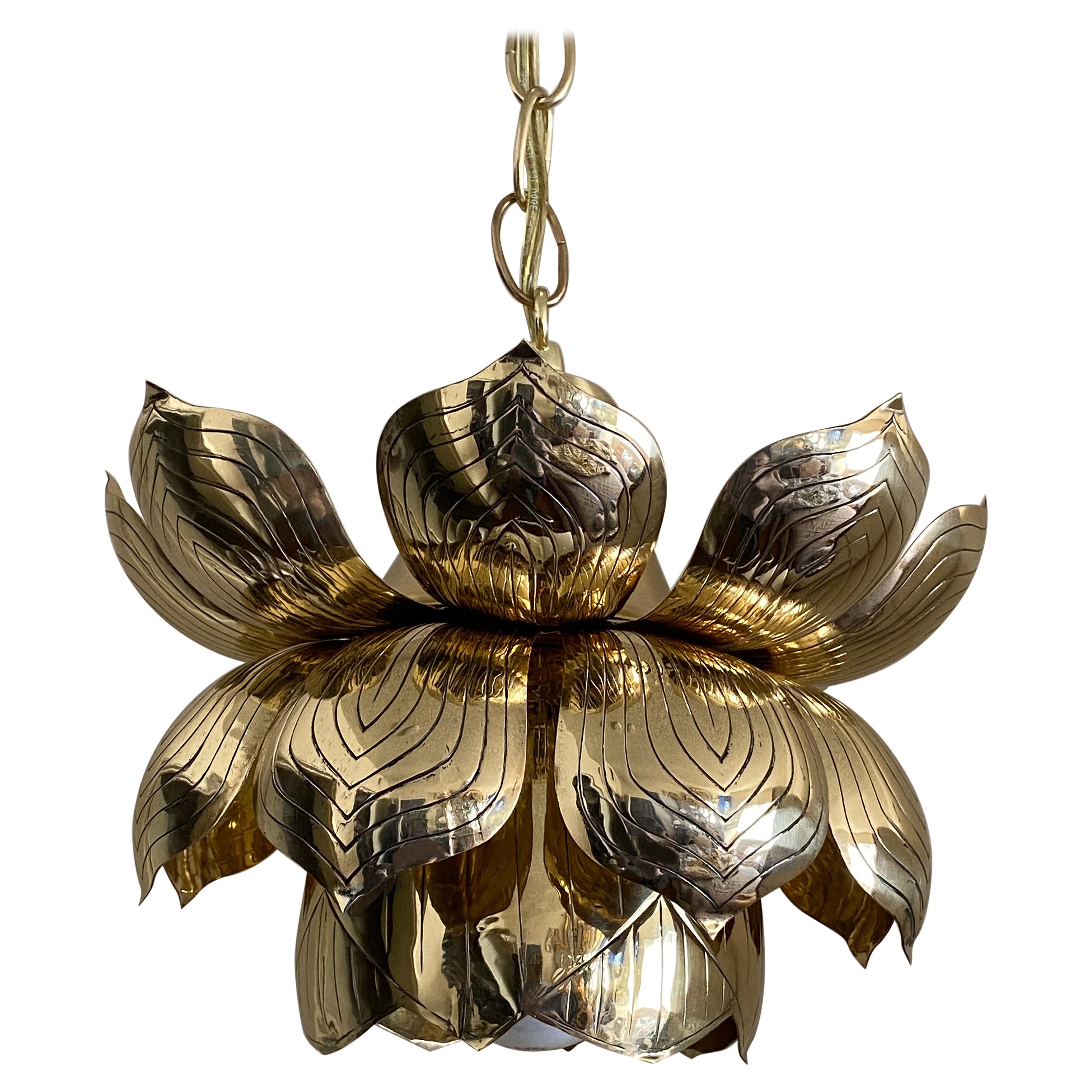Brass Lotus Pendent Light