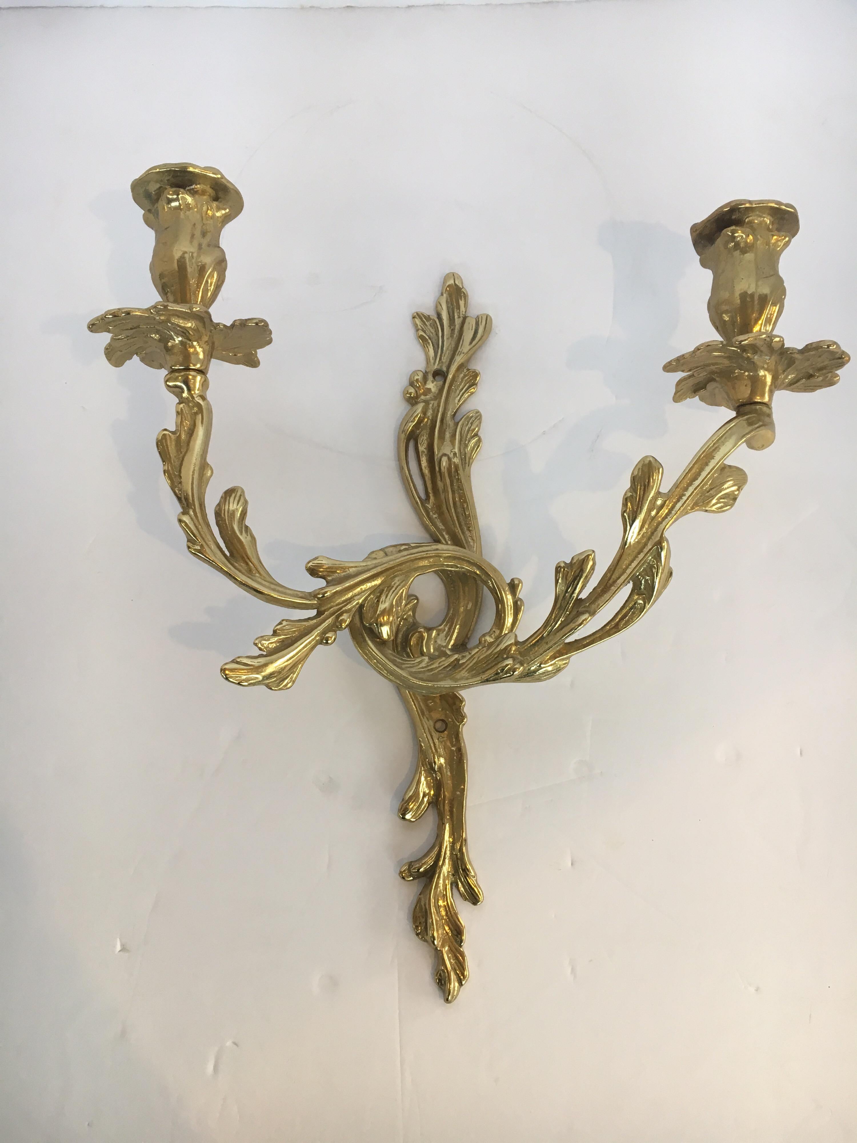 Brass Louis XV French Wall Sconce Light Sculpture In Good Condition In West Hartford, CT