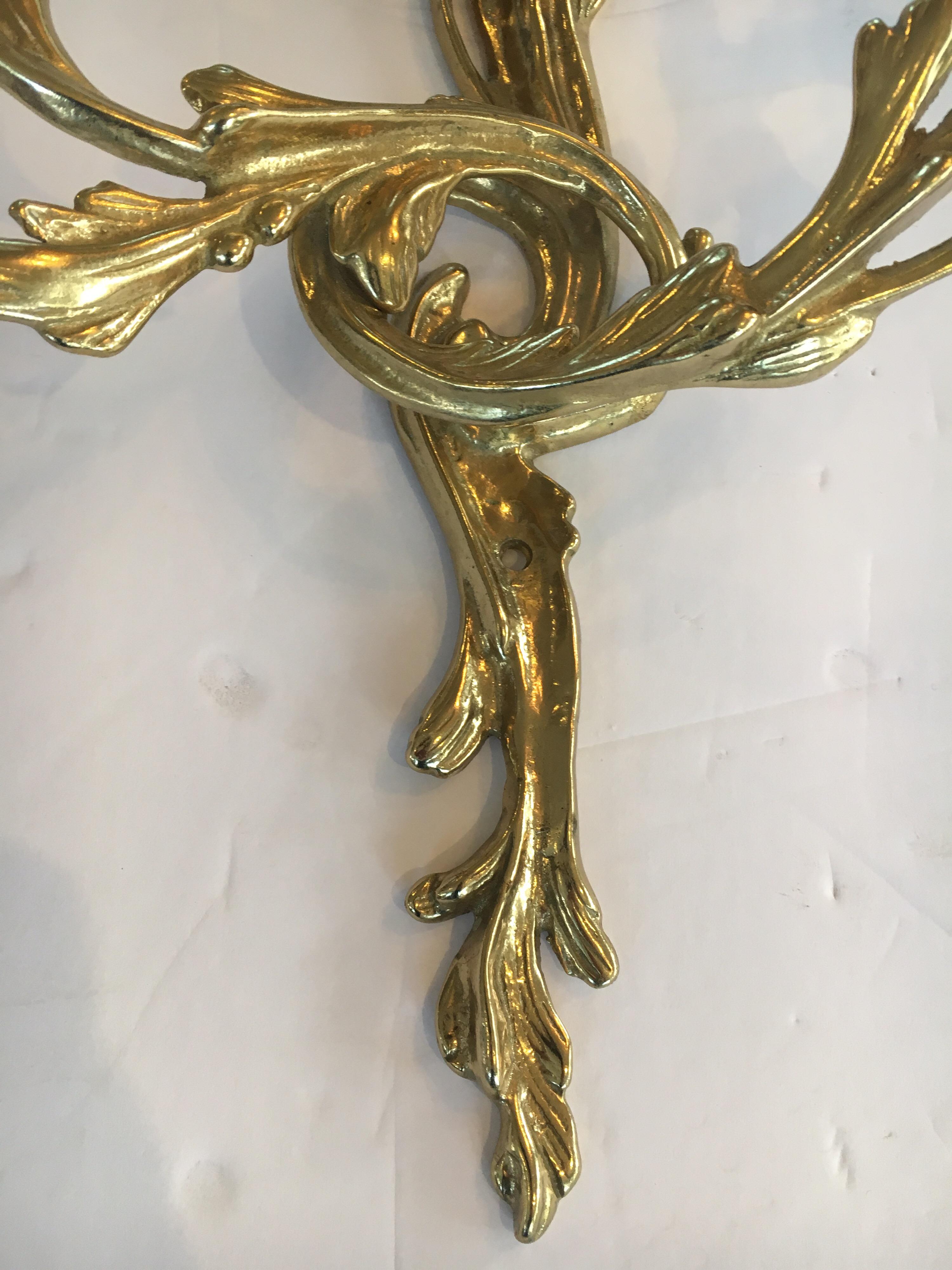 Brass Louis XV French Wall Sconce Light Sculpture 3