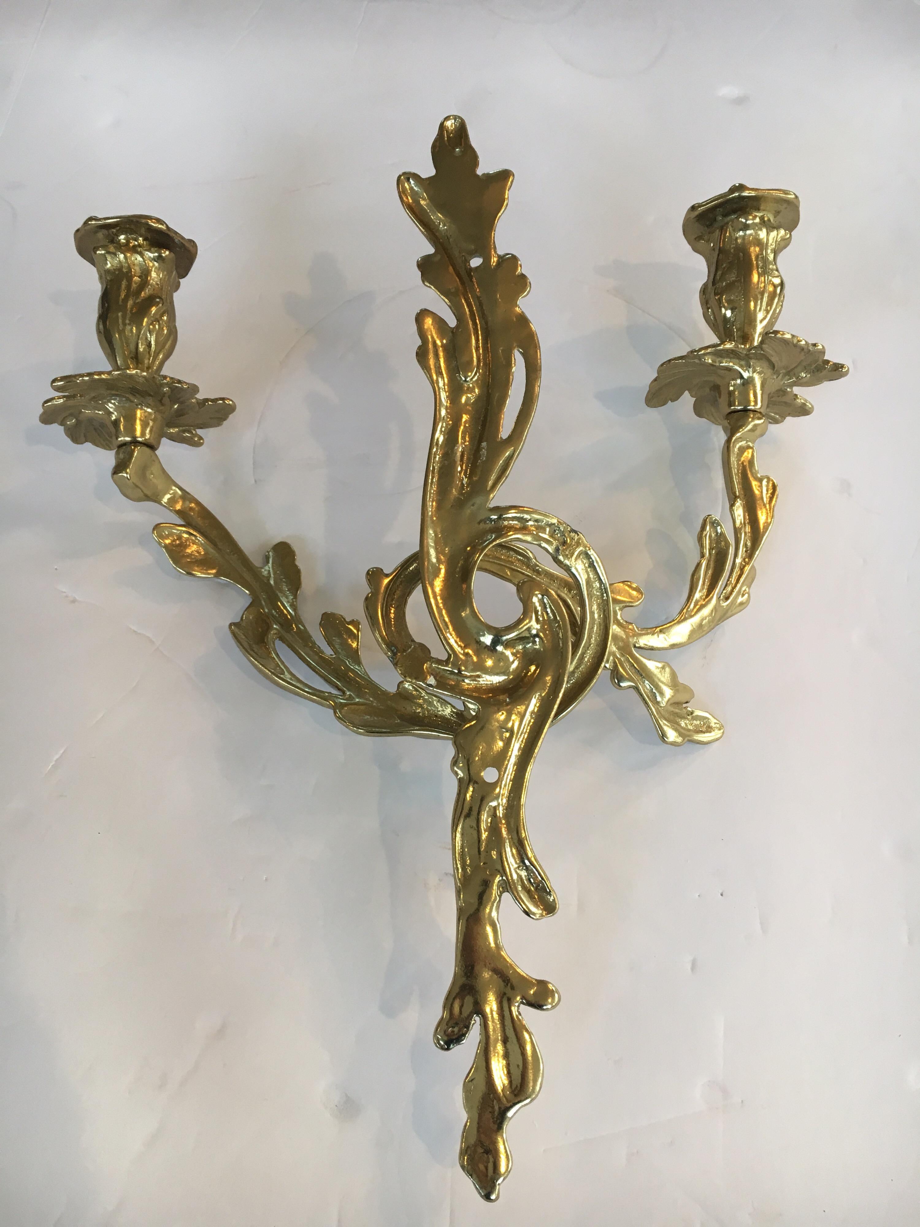 Brass Louis XV French Wall Sconce Light Sculpture 4