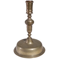 Antique Brass Low Bell Base Candlestick Spanish, circa 1680-1730