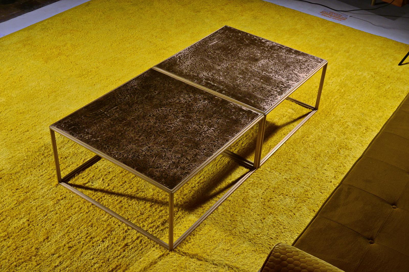 1 Brass Low Table, Hand Cast Polished Bronze Top, One of a kind by P. Tendercool In New Condition For Sale In Bangkok, TH