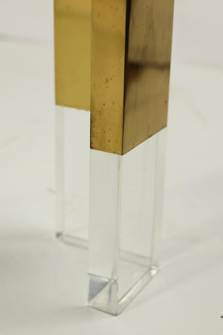 Brass Lucite and Glass Coffee Table after Charles Hollis Jones 9