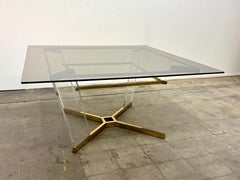 Brass, Lucite, and Glass Dining Table Attributed to Sandro Petti Italy, 1970s