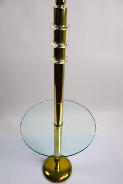 Brass Lucite and Glass Floor Table Lamp by the Clover Lamp Company